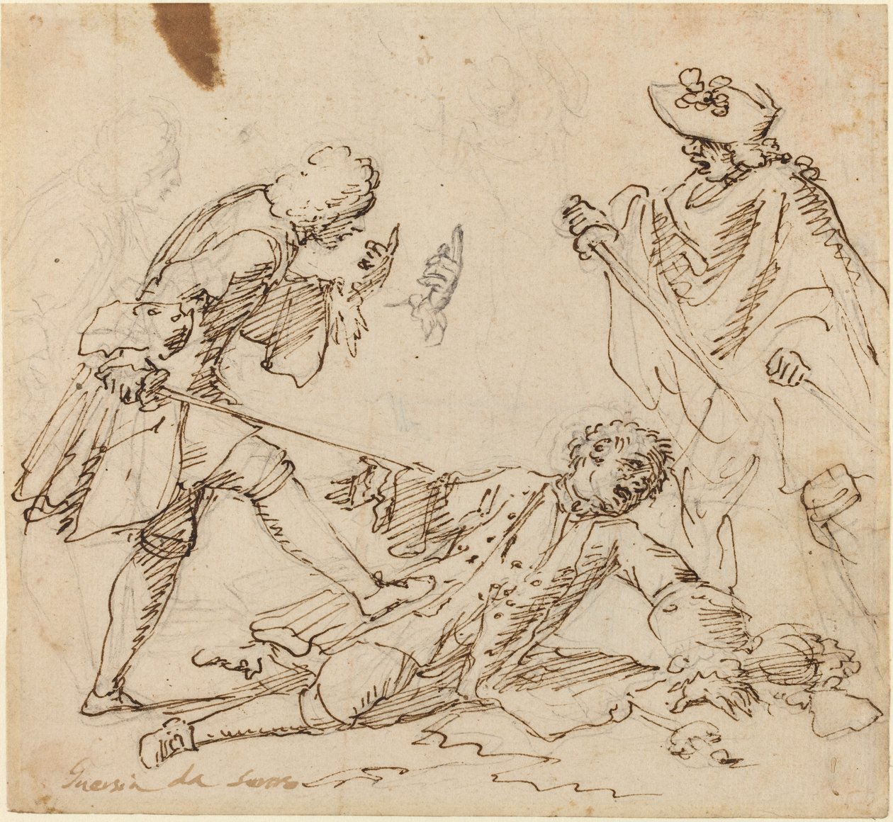 Három férfi harcol alkotó: Italian 17th or 18th Century