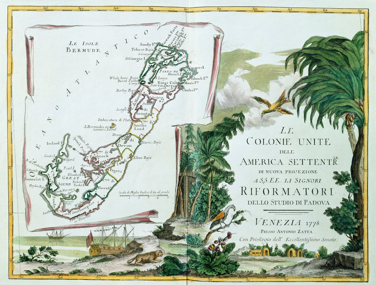 Bermuda térképe, 1775-85 alkotó: Italian School