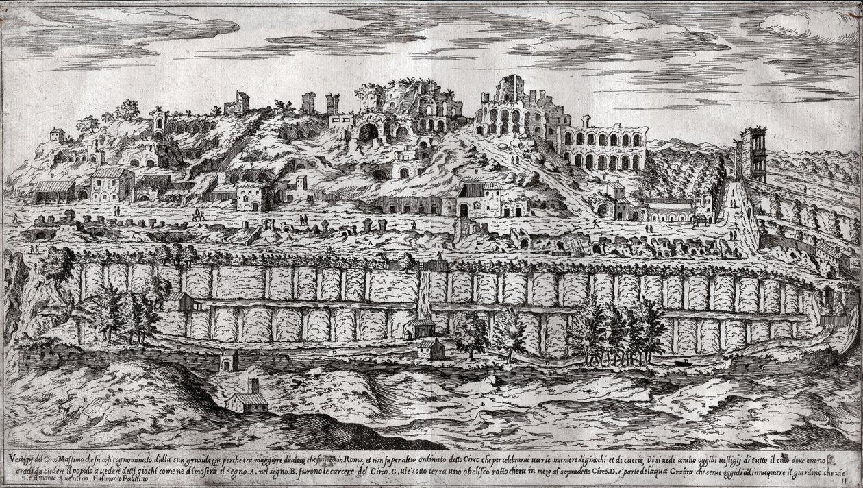 Circus Maximus, Róma. (metszés alkotó: Italian School