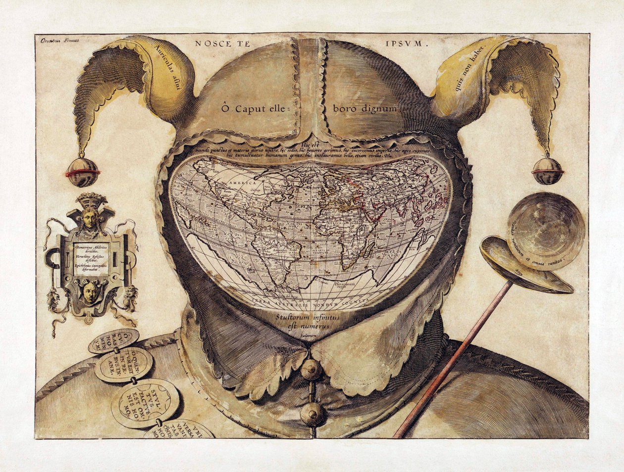 Bolondok sapkája világtérkép, 1590 körül (metszet) alkotó: Italian School