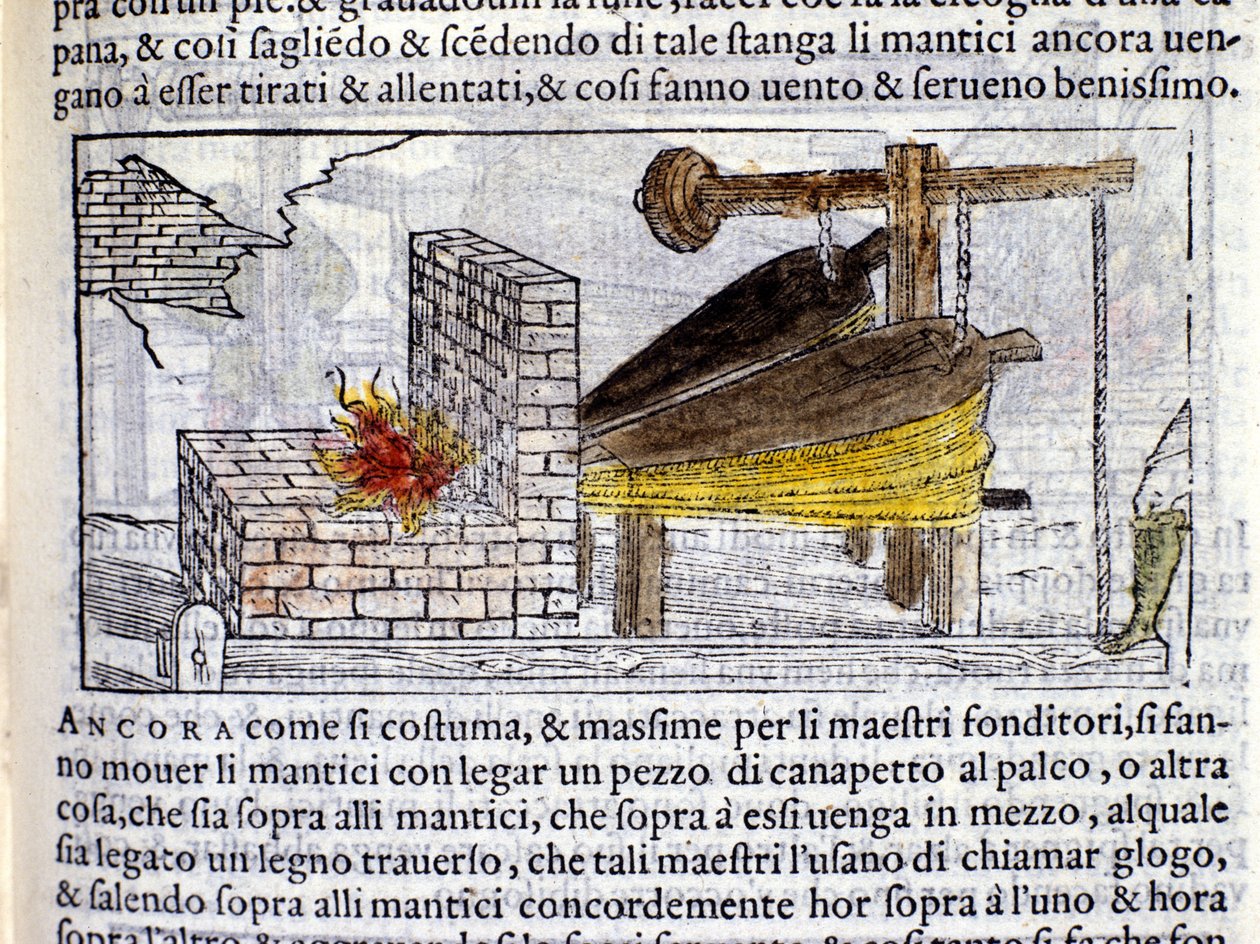 Forge - a Biringuccio „Pirotechniájában”. alkotó: Italian School