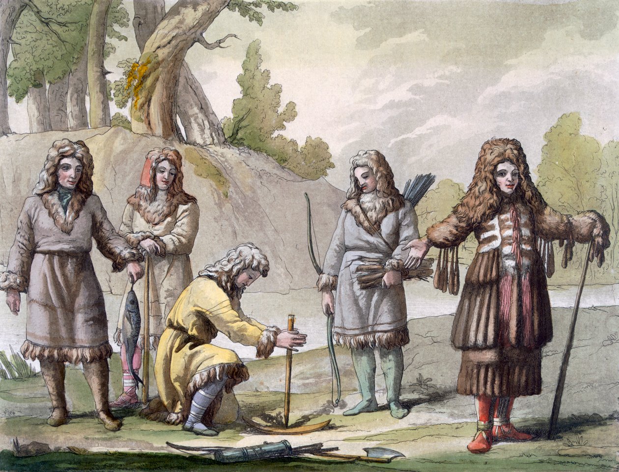 Kamcsatkai férfiak, Távol-Kelet Oroszország, 1820-30-as évek körül alkotó: Italian School