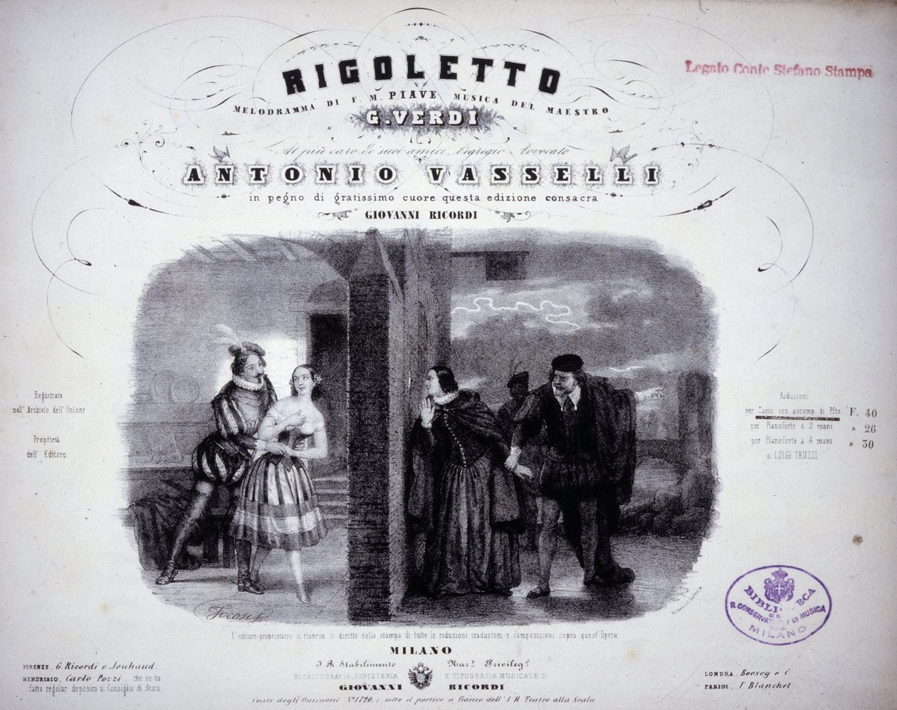 Verdi „Rigoletto” című kottái. alkotó: Italian School
