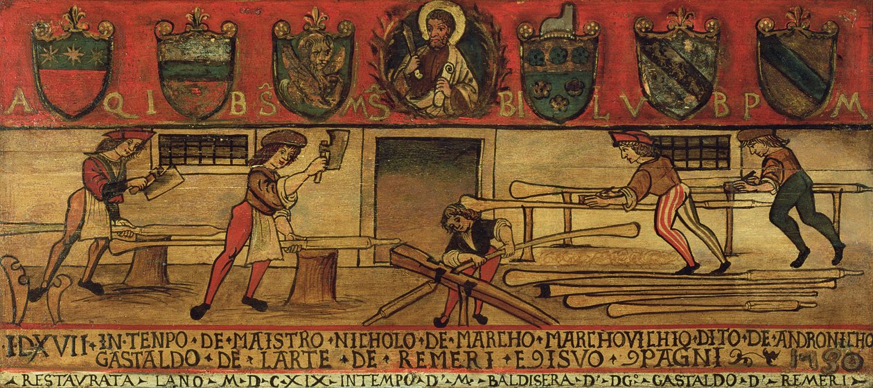 Az evezőkészítők (panel) alkotó: Italian School