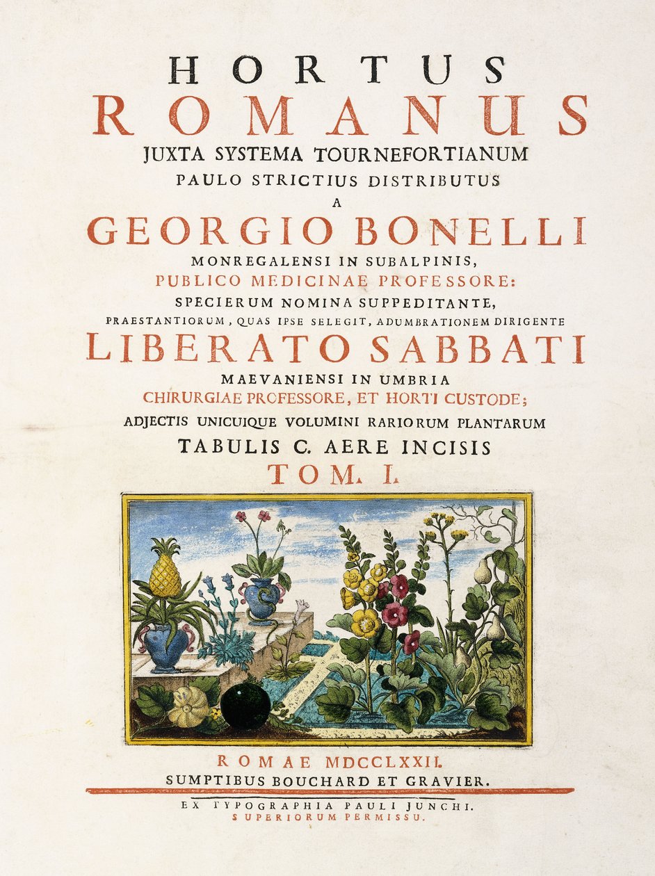 Címlap a "Hortus Romanusból", 1772-1784 alkotó: Italian School