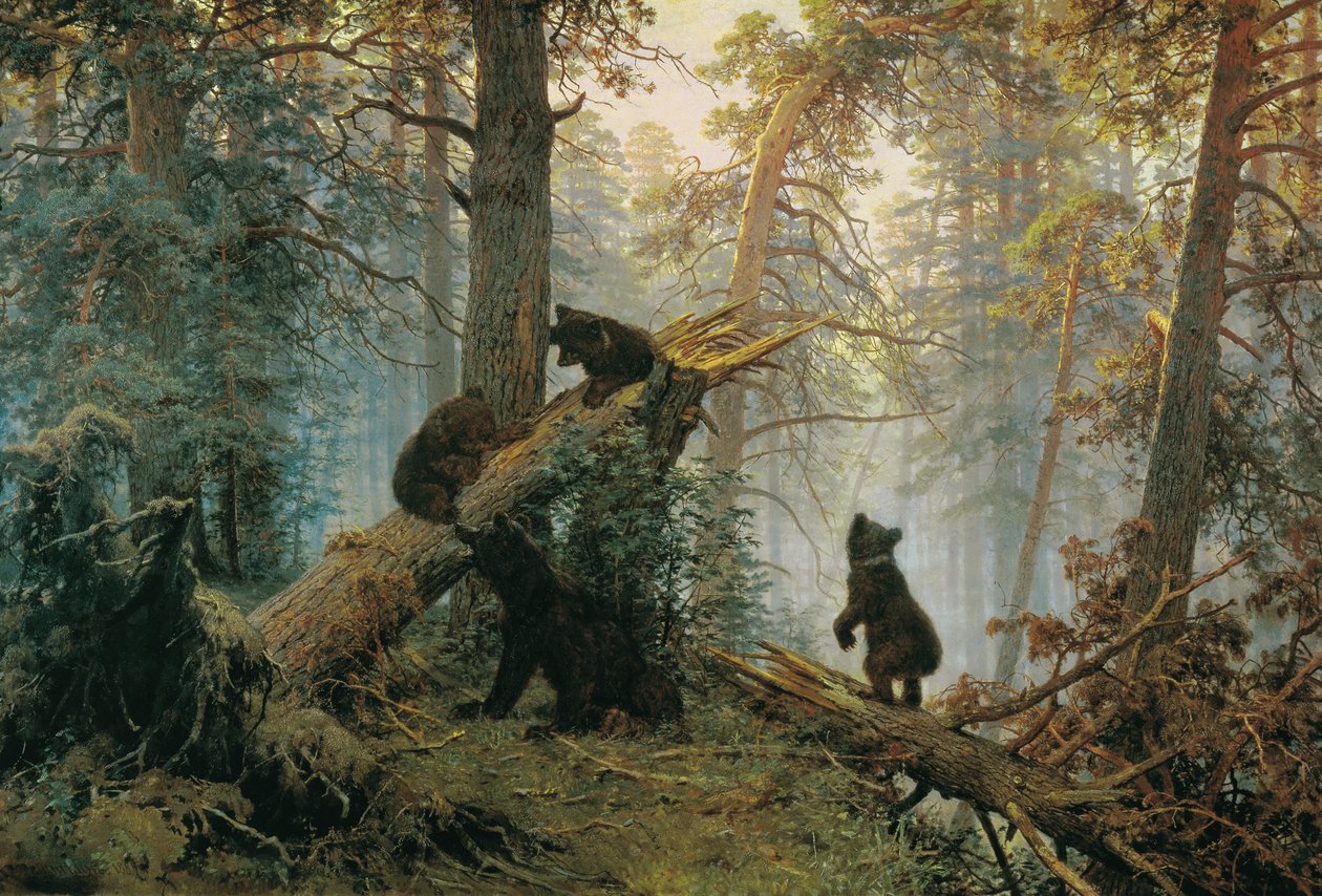 Reggel egy fenyőerdőben alkotó: Ivan Ivanovich Shishkin