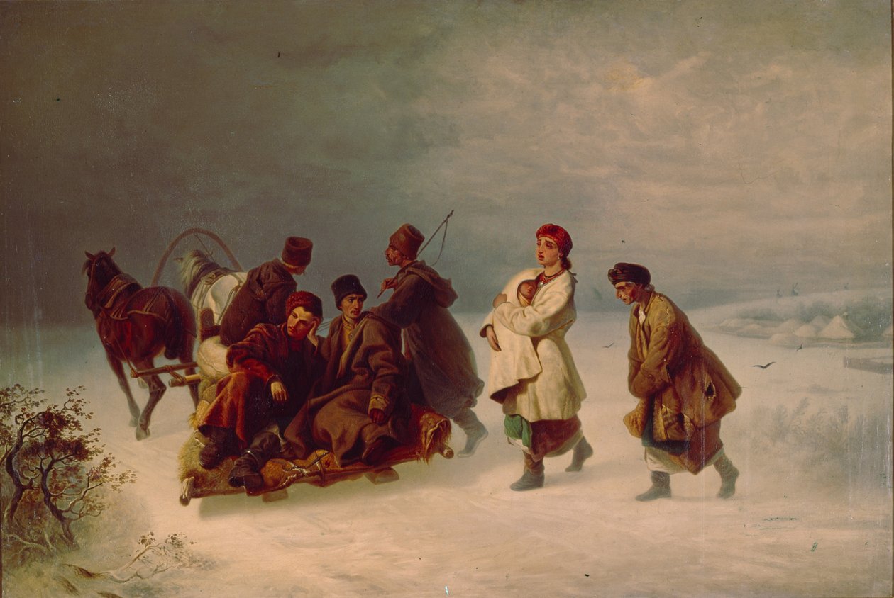 Az újoncok búcsúja, 1860 alkotó: Ivan Ivanovich Sokolov