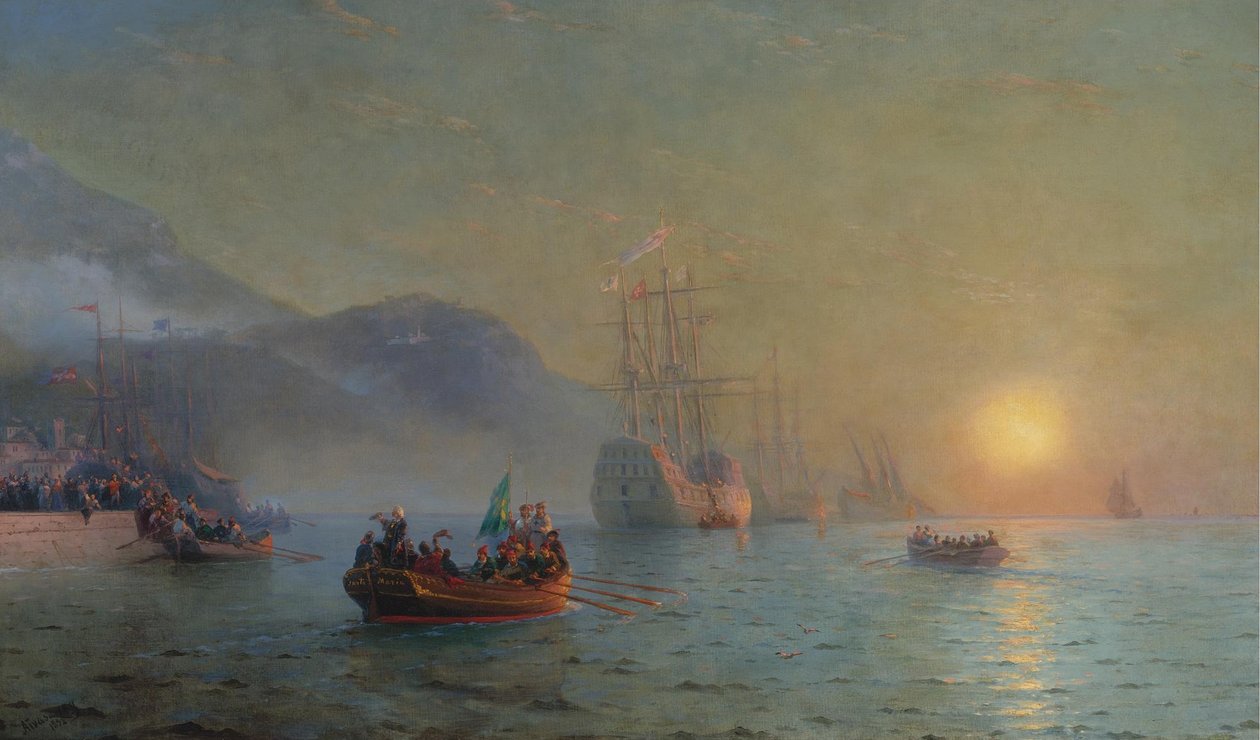 Kolumbusz Kristóf Palosból vitorlázik, 1892 alkotó: Ivan Konstantinovich Aivazovsky