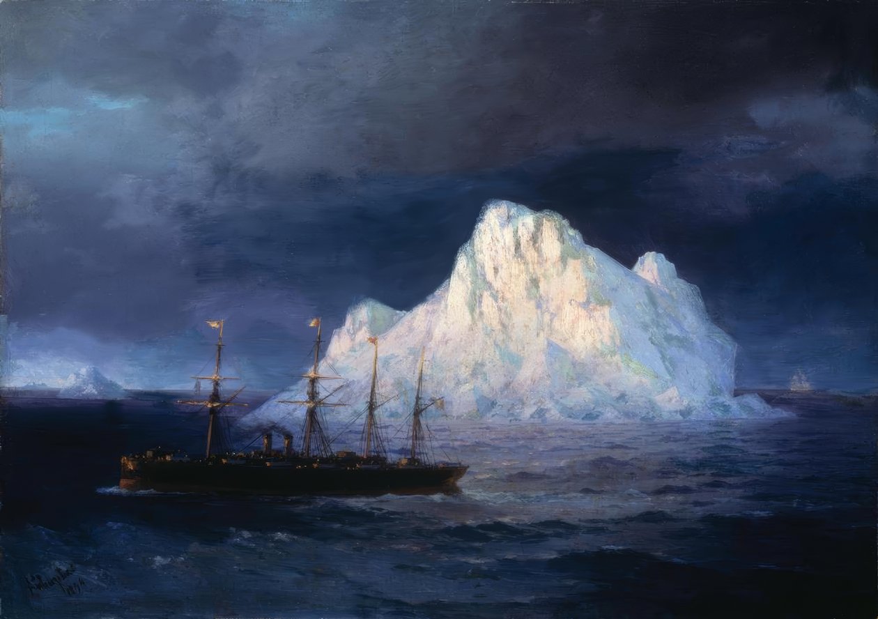 I.K. Aiwasowski, Damfschiff bei Eisberg / Festészet, 1894 alkotó: Ivan Konstantinovich Aivazovsky