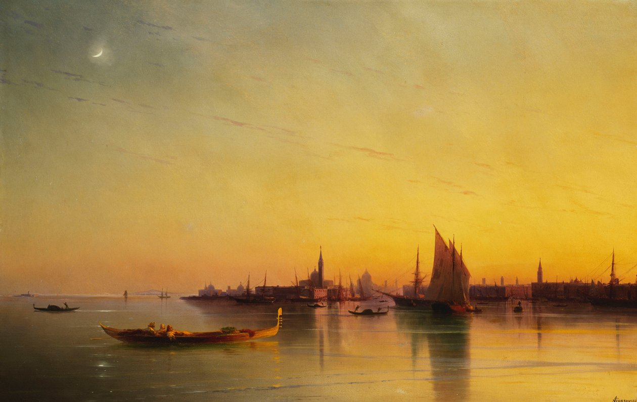 Velence a lagúnából naplementekor alkotó: Ivan Konstantinovich Aivazovsky