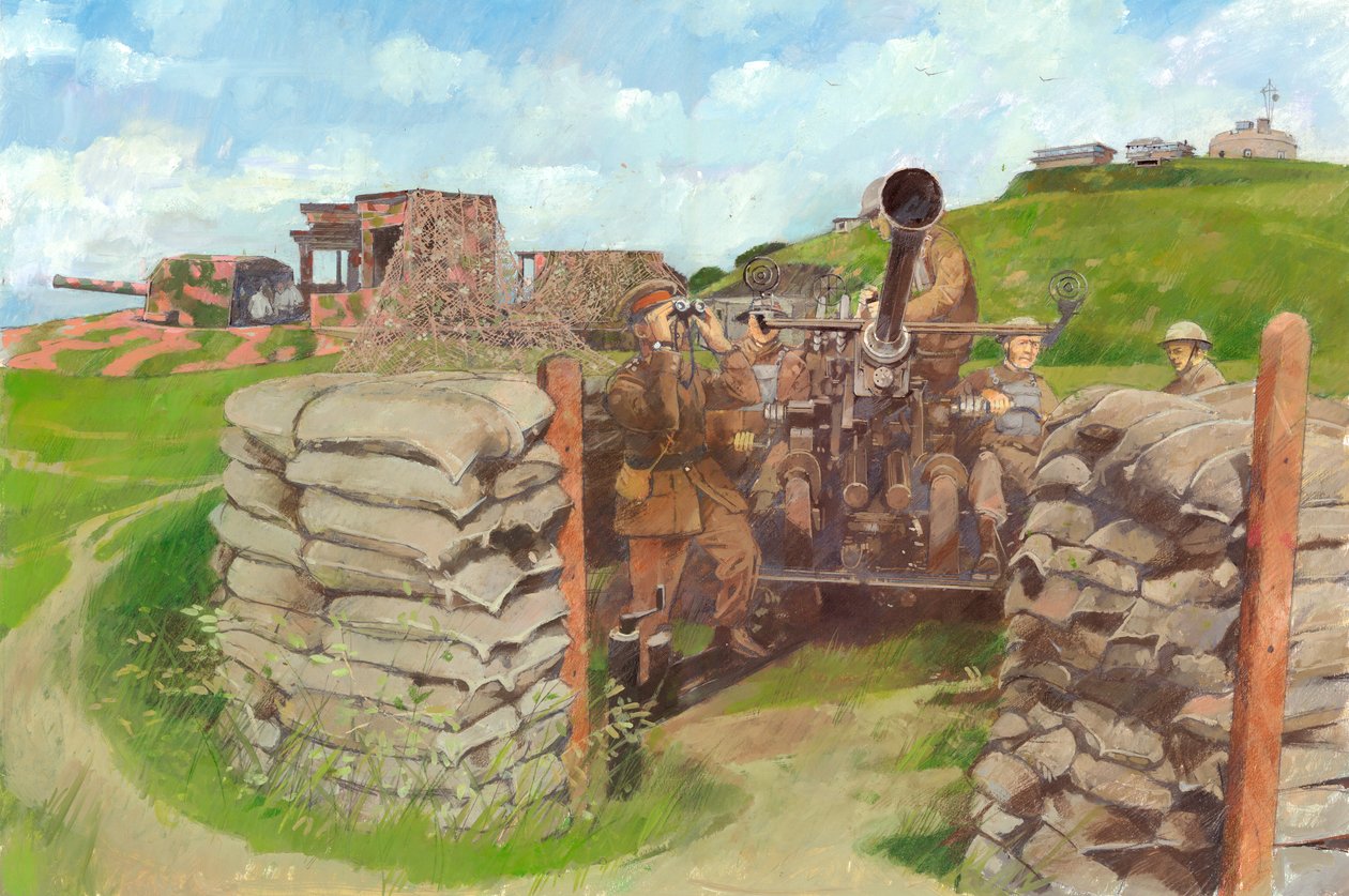 Bofors fegyver, Pendennis kastély, c1943, c1990-2010 alkotó: Ivan Lapper