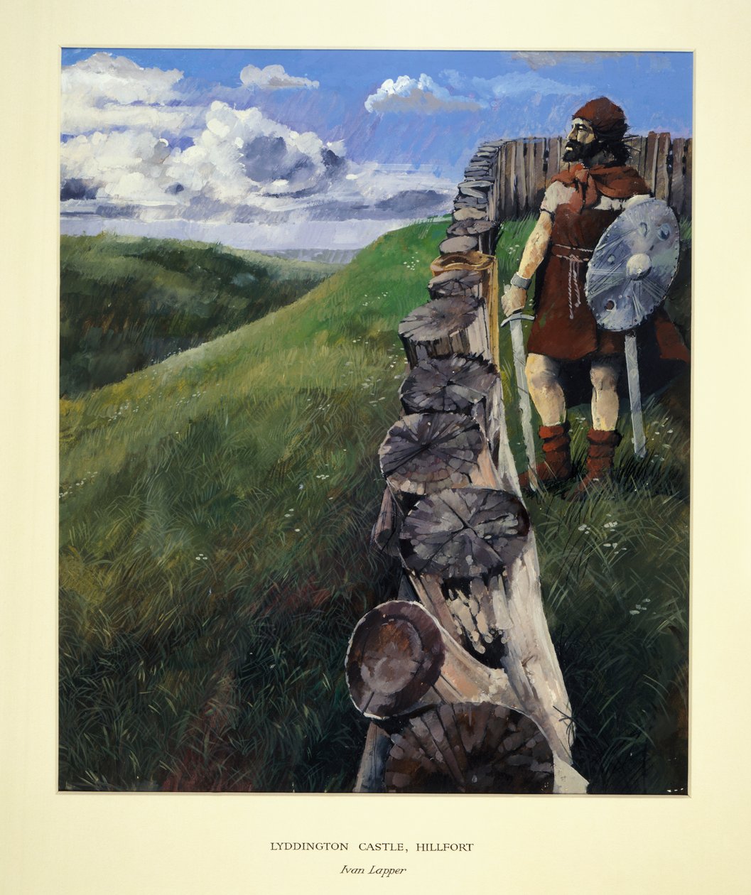 Liddington Castle hegyi erőd (színes litográfia) alkotó: Ivan Lapper