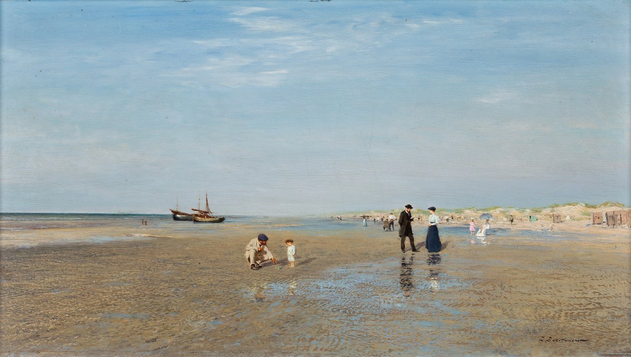 A strandon; A tengerparton alkotó: Ivan Pavlovich Pokhitonov