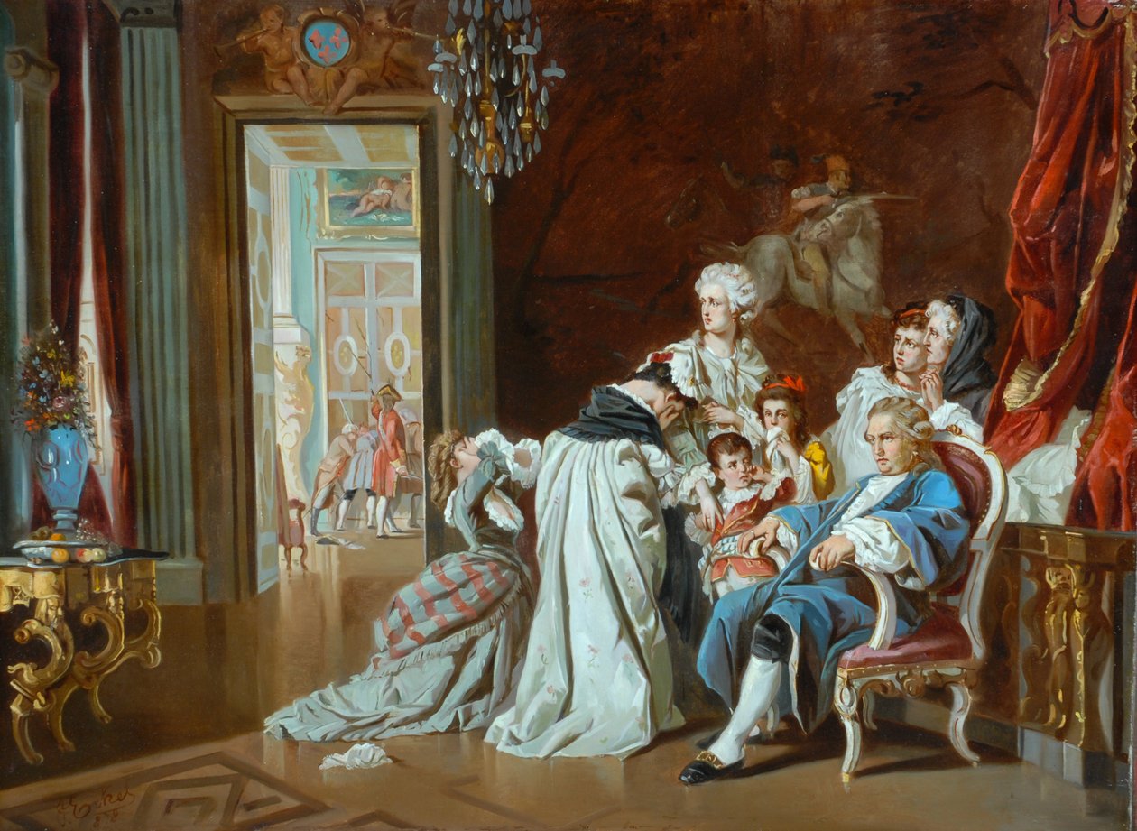 XVI. Lajos és a királyi család Versailles bukásakor, 1878 alkotó: J. Eckel