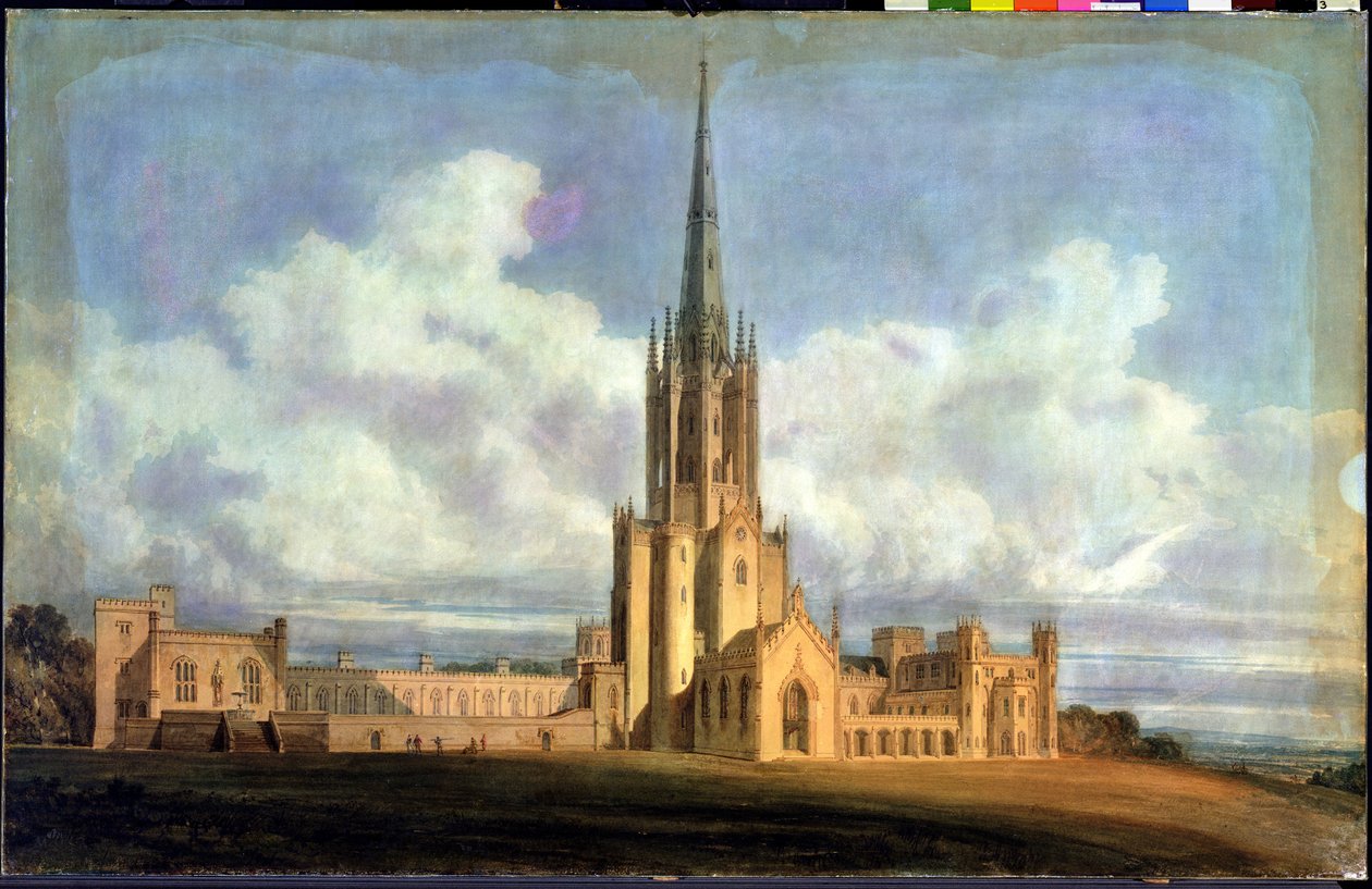 A Fonthill Abbey, Wiltshire, 1798 tervezett terve (wc szőtt papíron, vászonnal alátámasztva) alkotó: Joseph Mallord William Turner