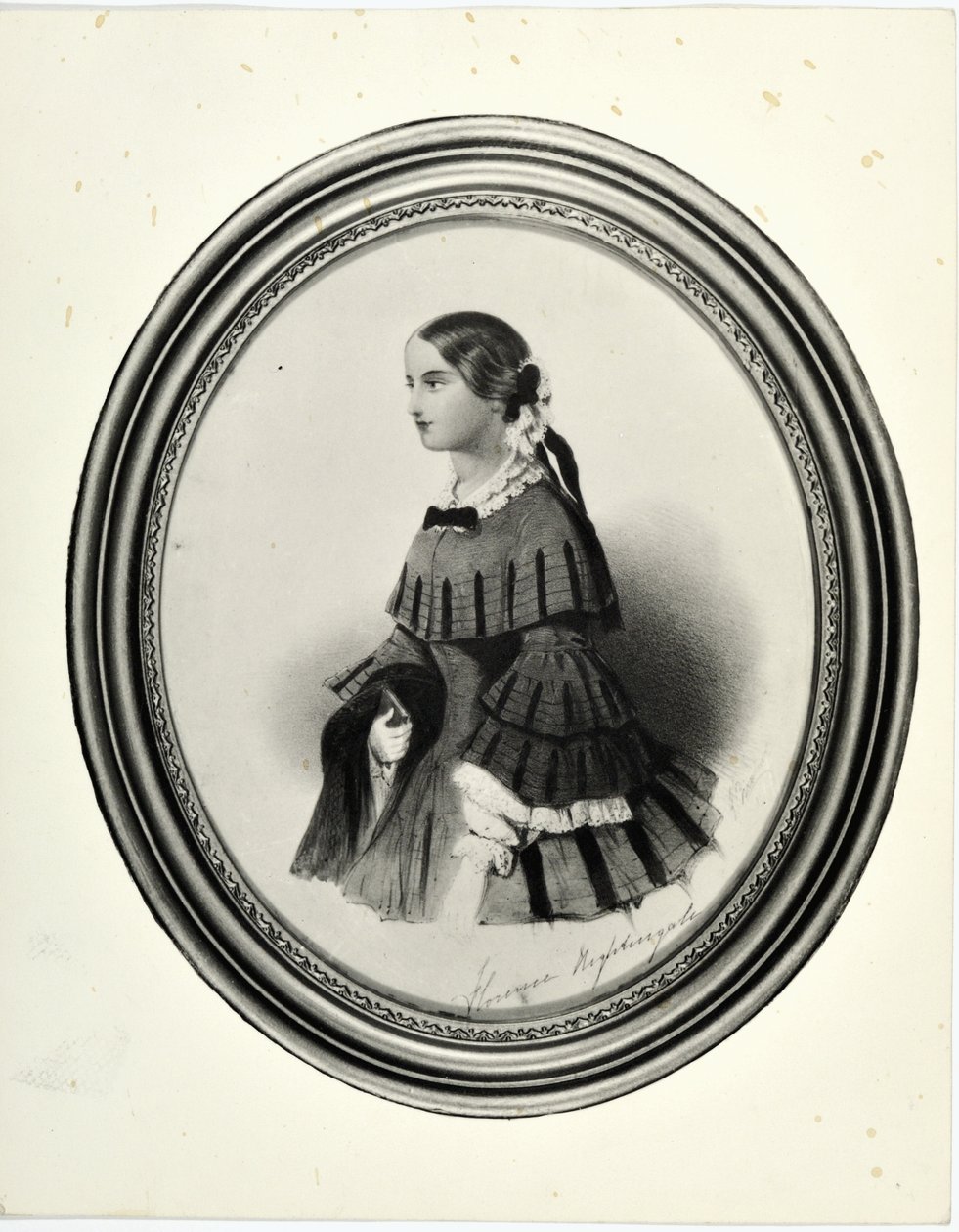 Florence Nightingale portréja, 1840 körül (miniatűr) (bw fotó) alkotó: J. Rawlins