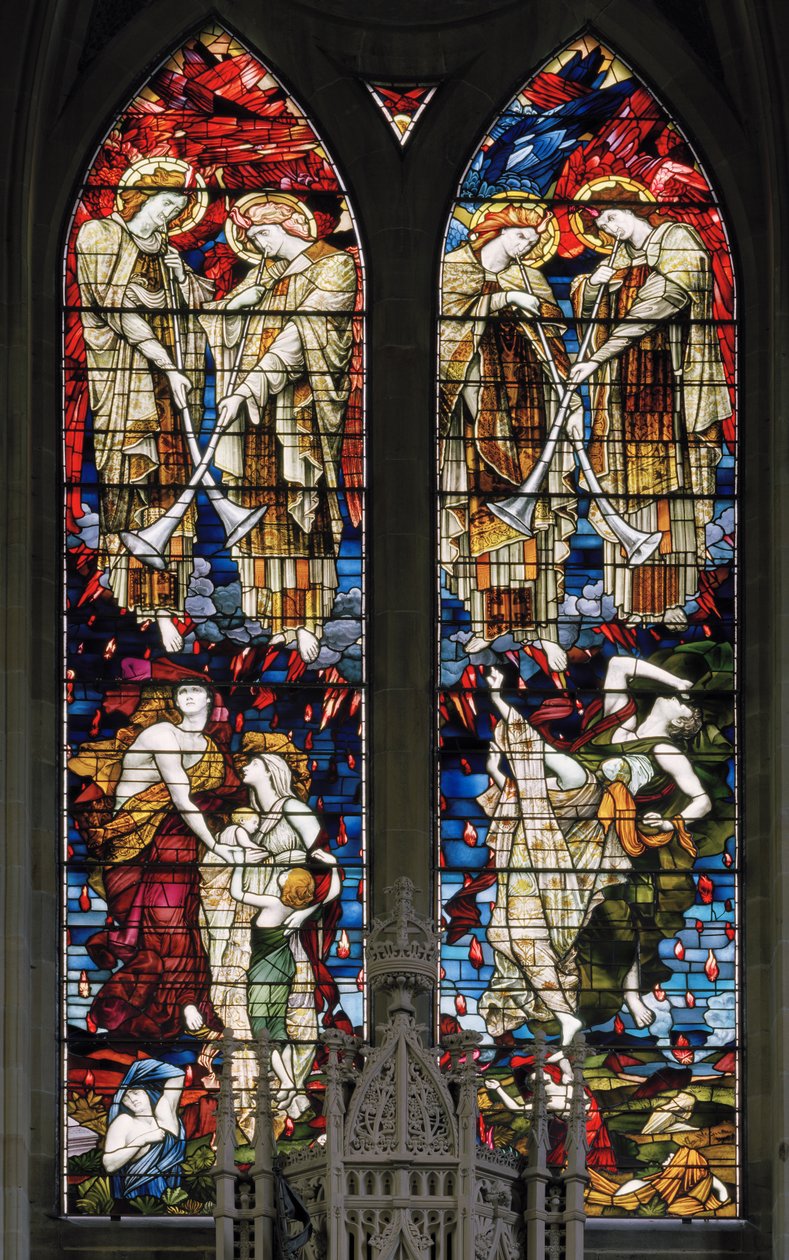 Jesmond, St George, Gateshead Stained Glass Co, JW Brown, TR Spence, East Window, The Last Judgement, 1888 alkotó: J. W. and Spence Brown