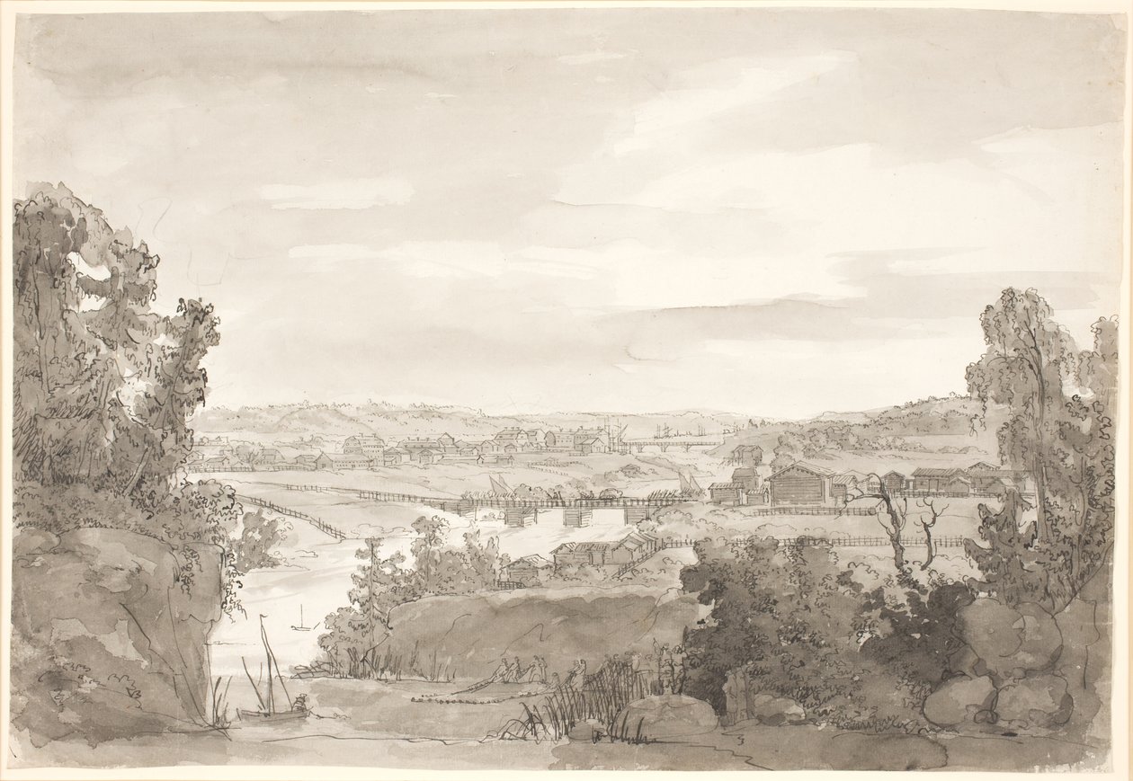 Kilátás Kongsbergre, Norvégiára alkotó: Johan Christian Dahl
