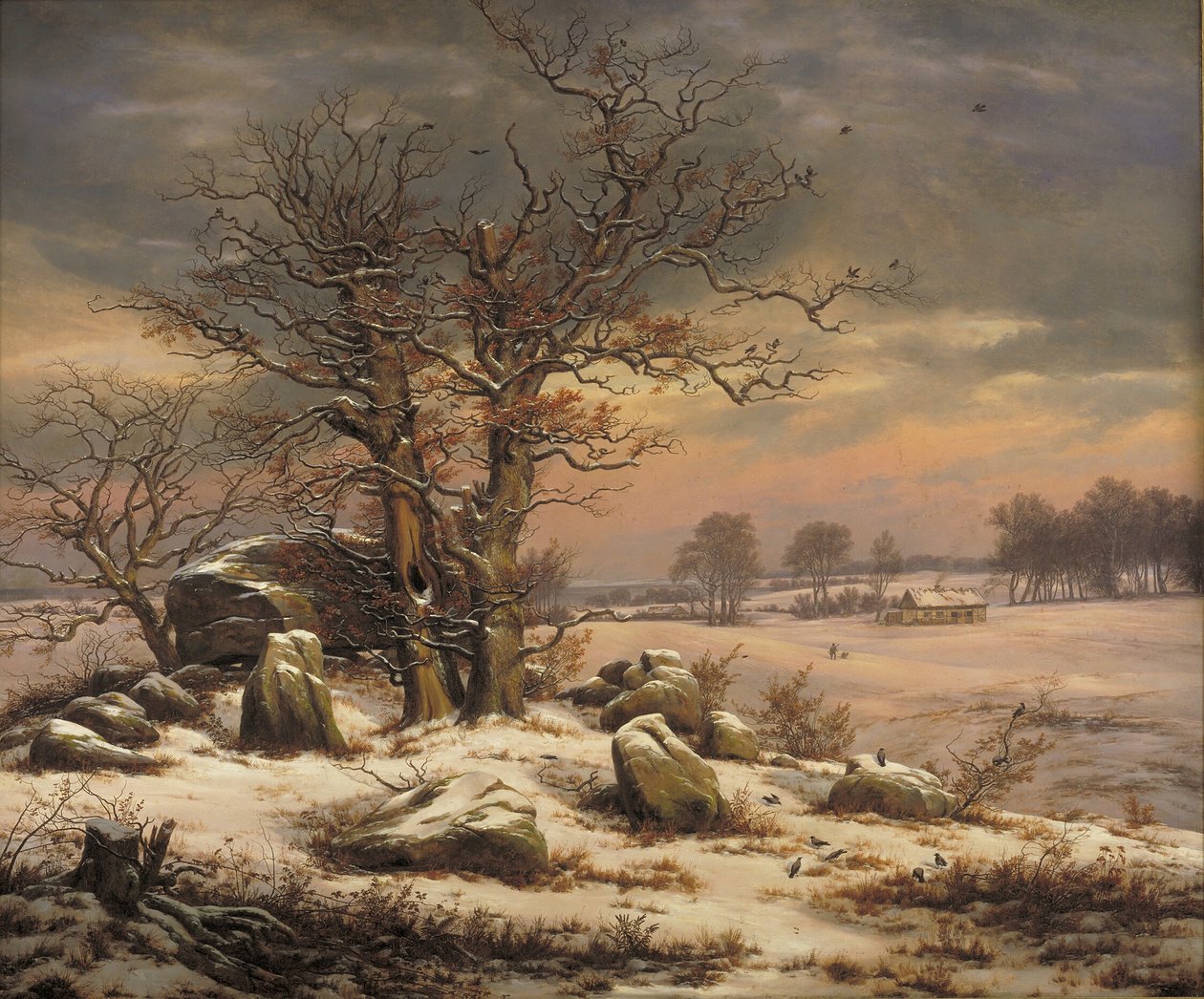 Téli táj Vordingborg közelében, Dániában alkotó: Johan Christian Dahl