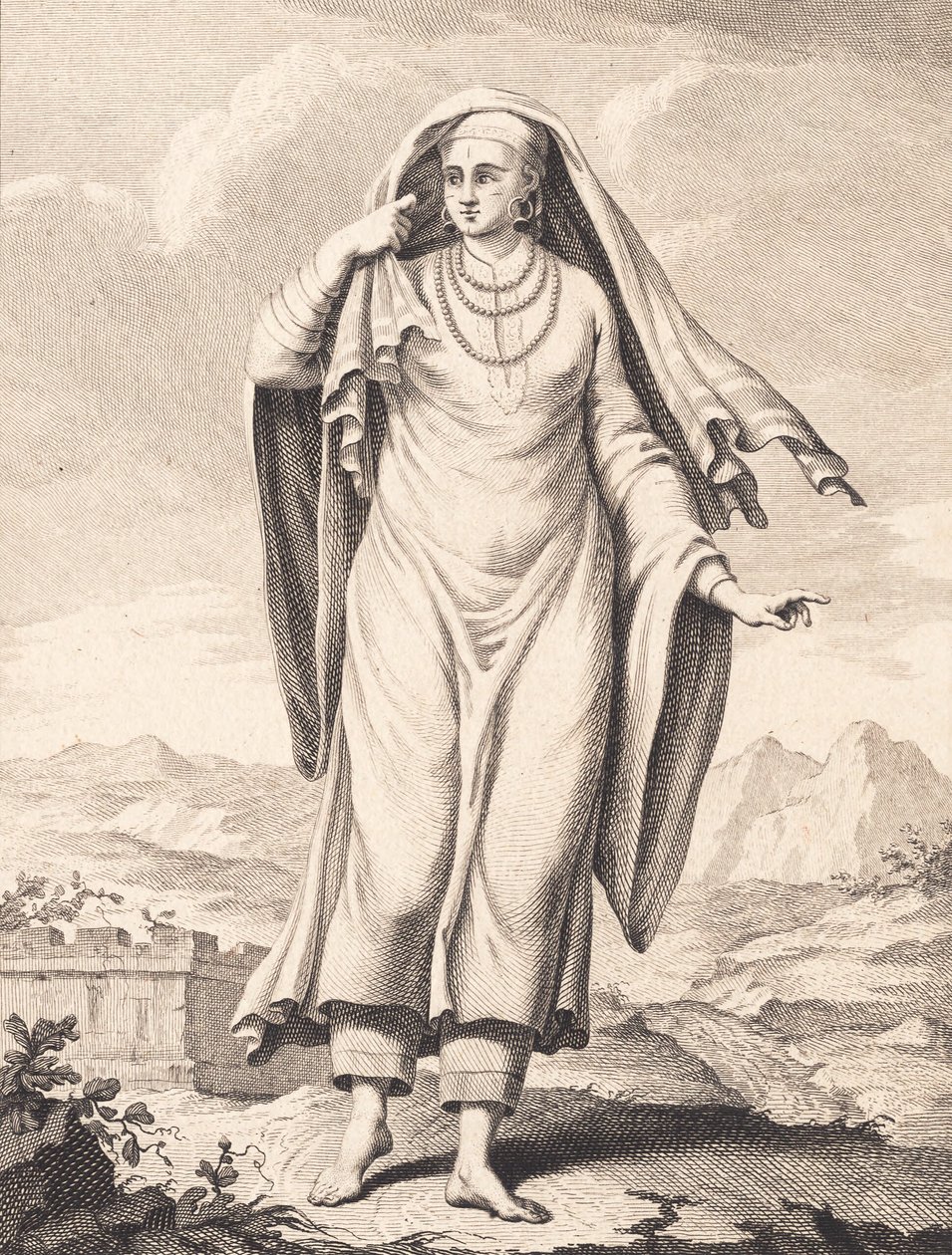 Egy álló arab nő alkotó: J.F. Clemens