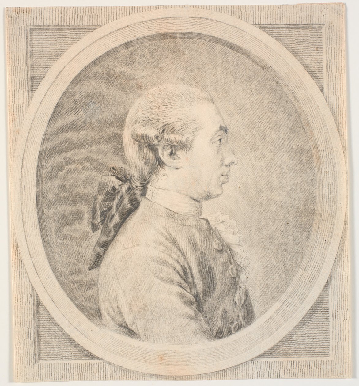 Férfi portré. Profil a bal oldalon alkotó: J.F. Clemens