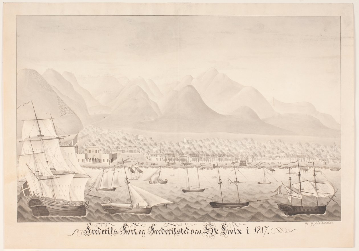 Frederiksfort és Frederiksted a St Croix-on alkotó: J.L.V. Michaelsen