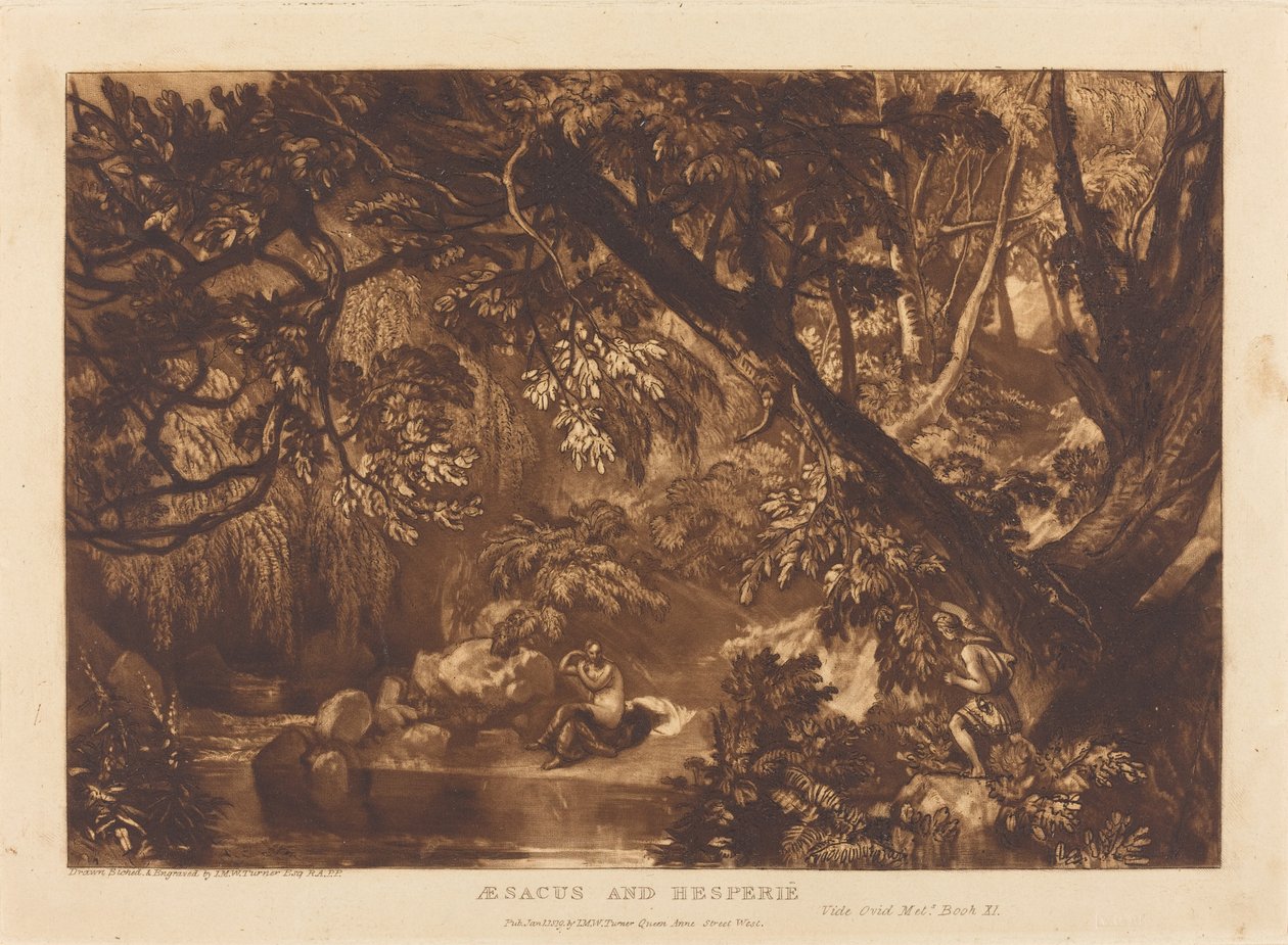 Aesacus és Hesperie, 1816-ban megjelent. alkotó: Joseph Mallord William Turner