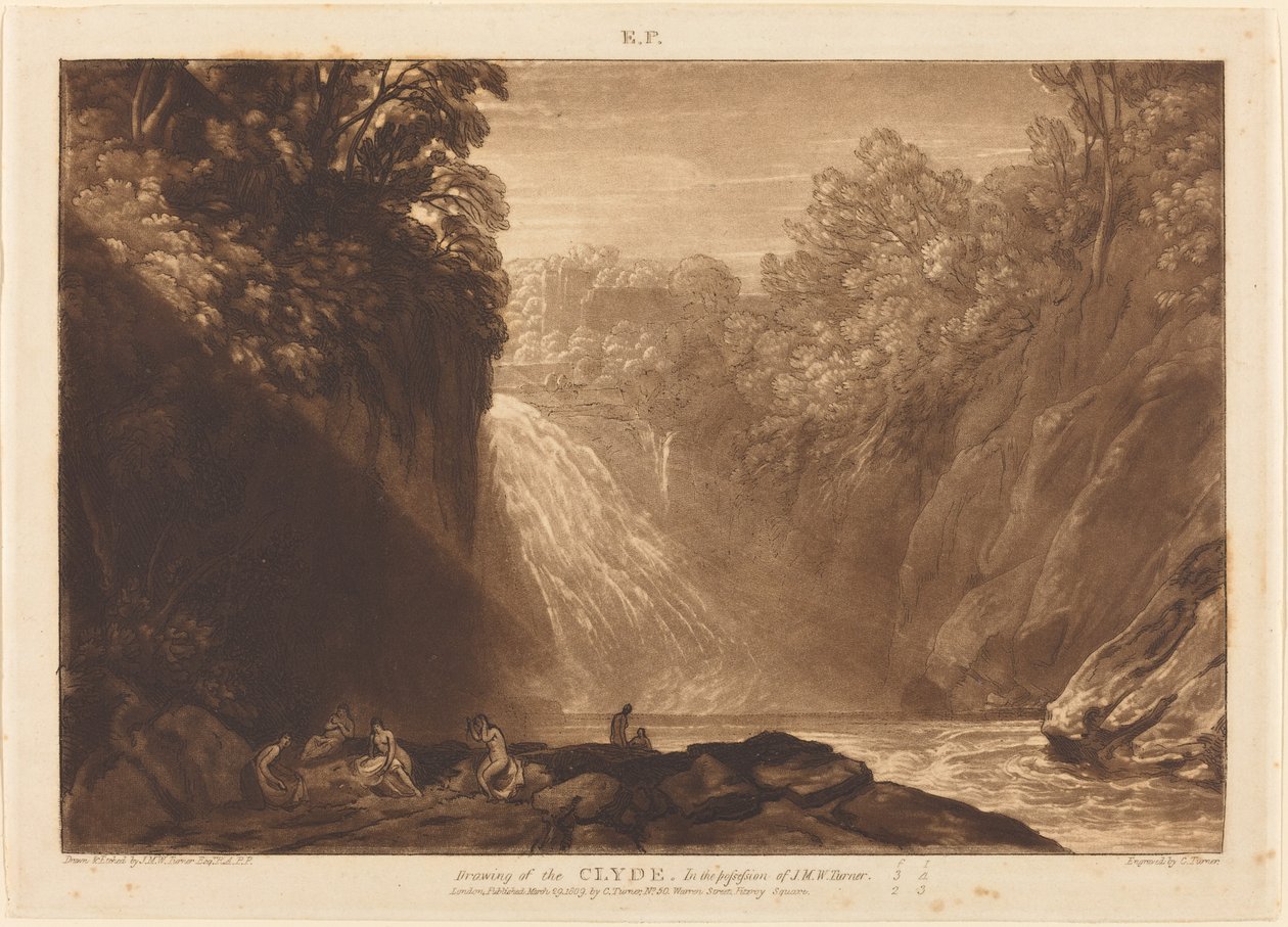 A Clyde bukása, 1809-ben jelent meg. alkotó: Joseph Mallord William Turner