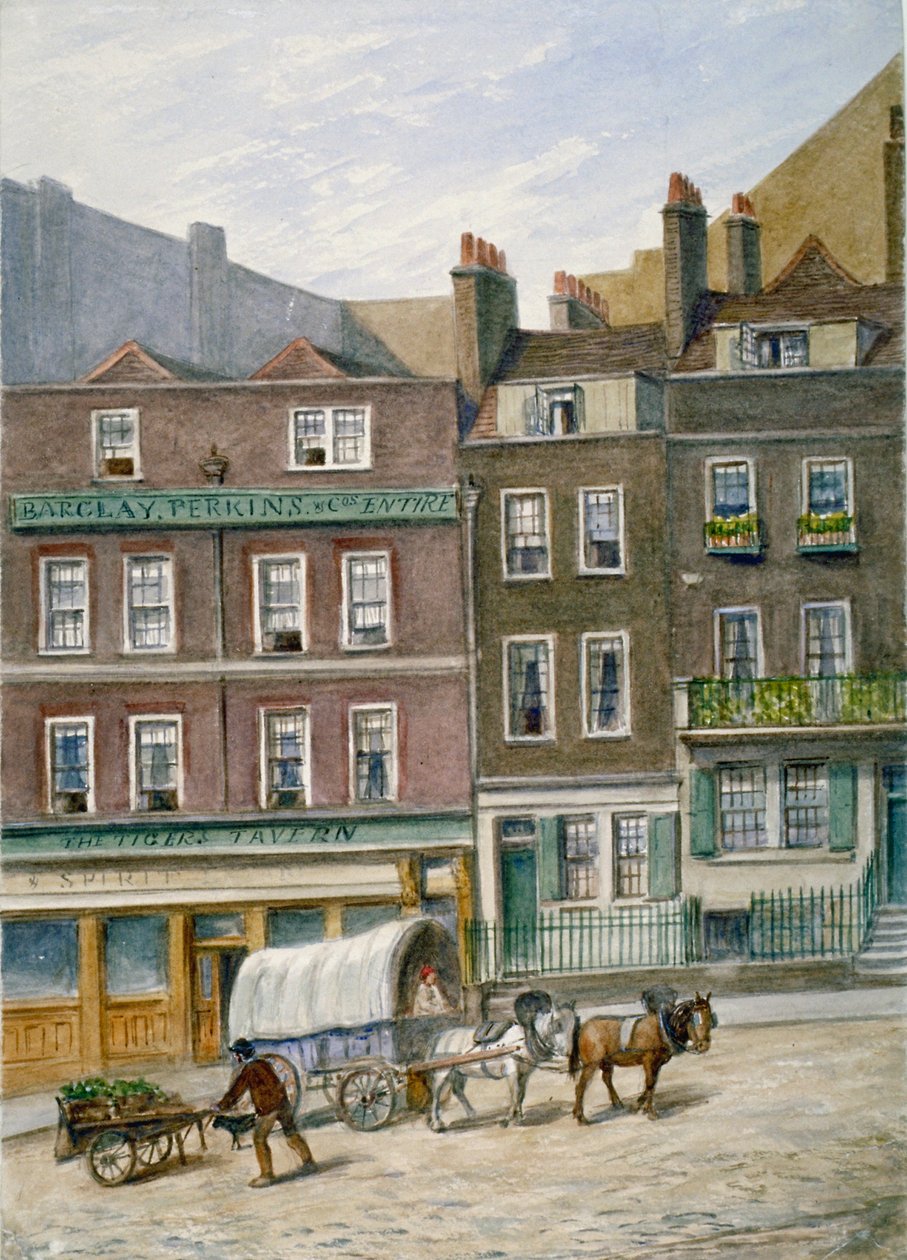The Tiger Tavern, Tower Dock, London, 1868. alkotó: JT Wilson