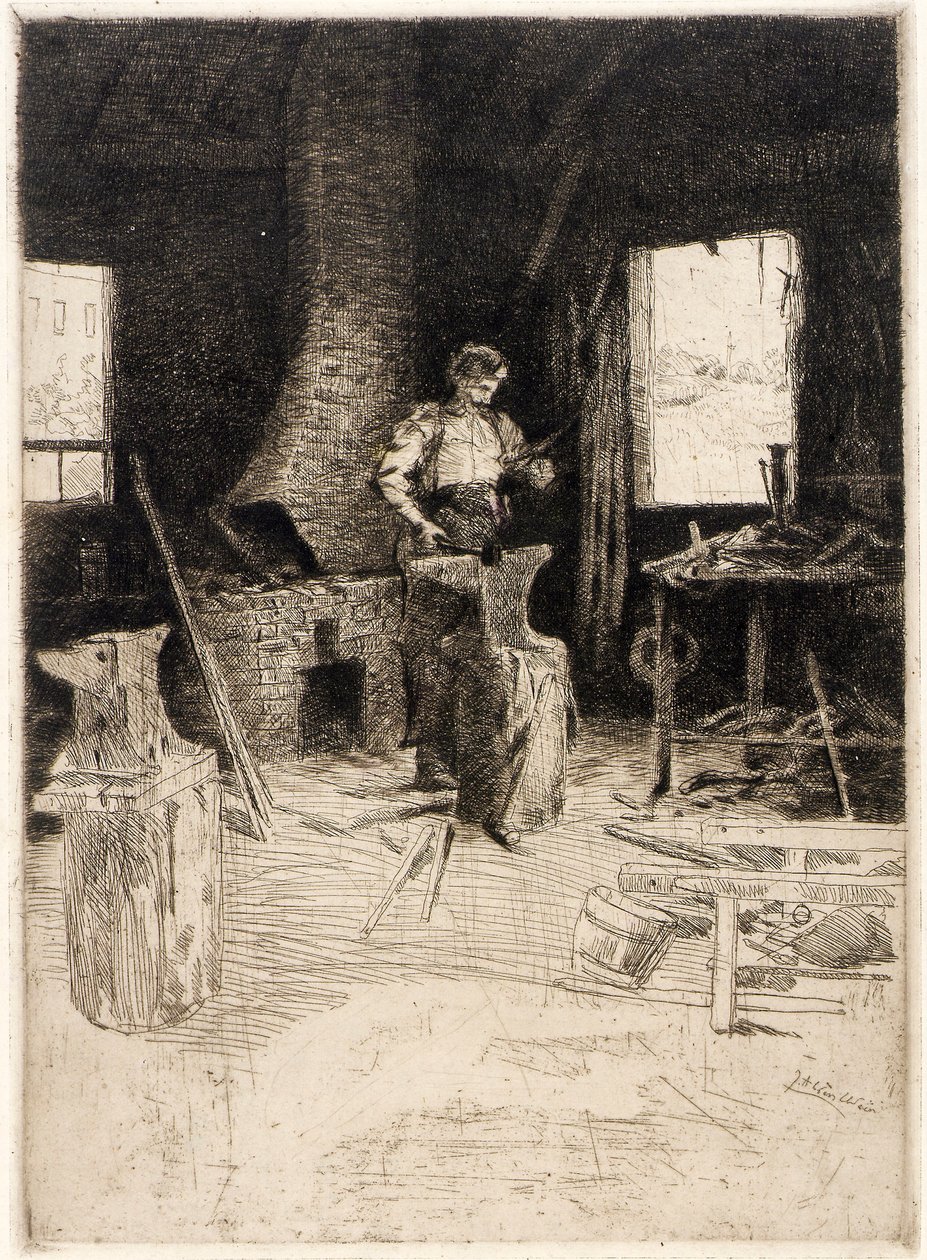 A kovácsműhely alkotó: J. Alden Weir