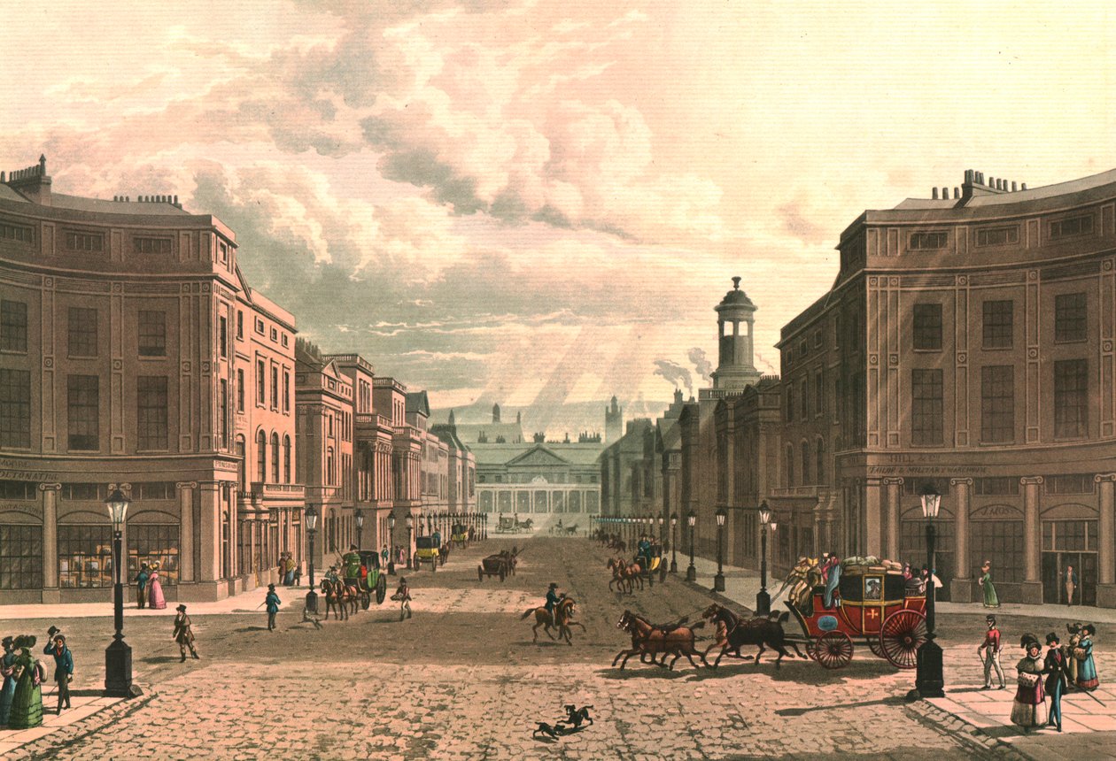Regent Street Piccadillyből, 1822. sz. alkotó: J Bluck