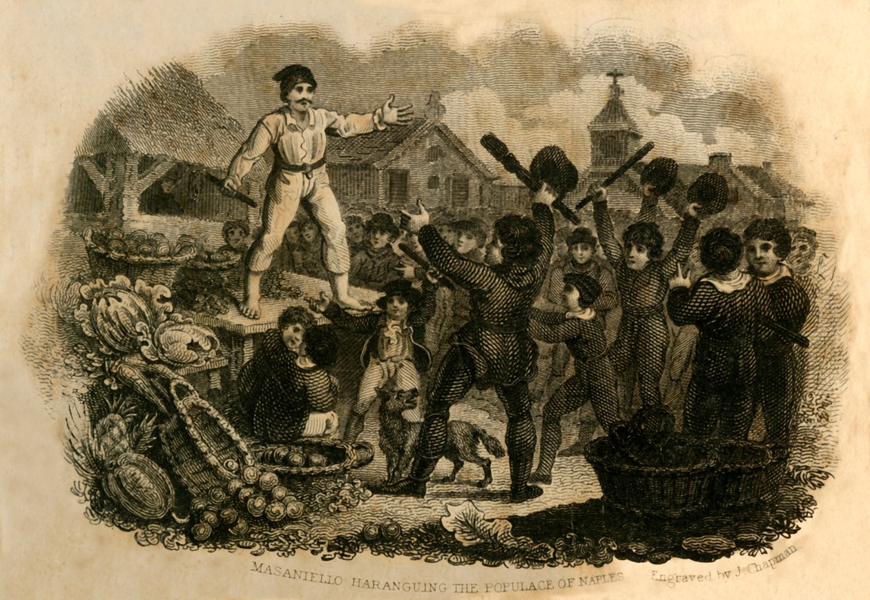Masaniello Haranguing the Popule of Nápoly, 1821. alkotó: J. Chapman