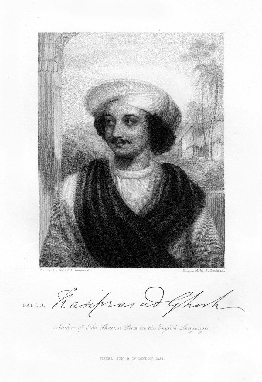Kasi Das Prasad Ghosh indiai költő, 1834 alkotó: J. Cochran