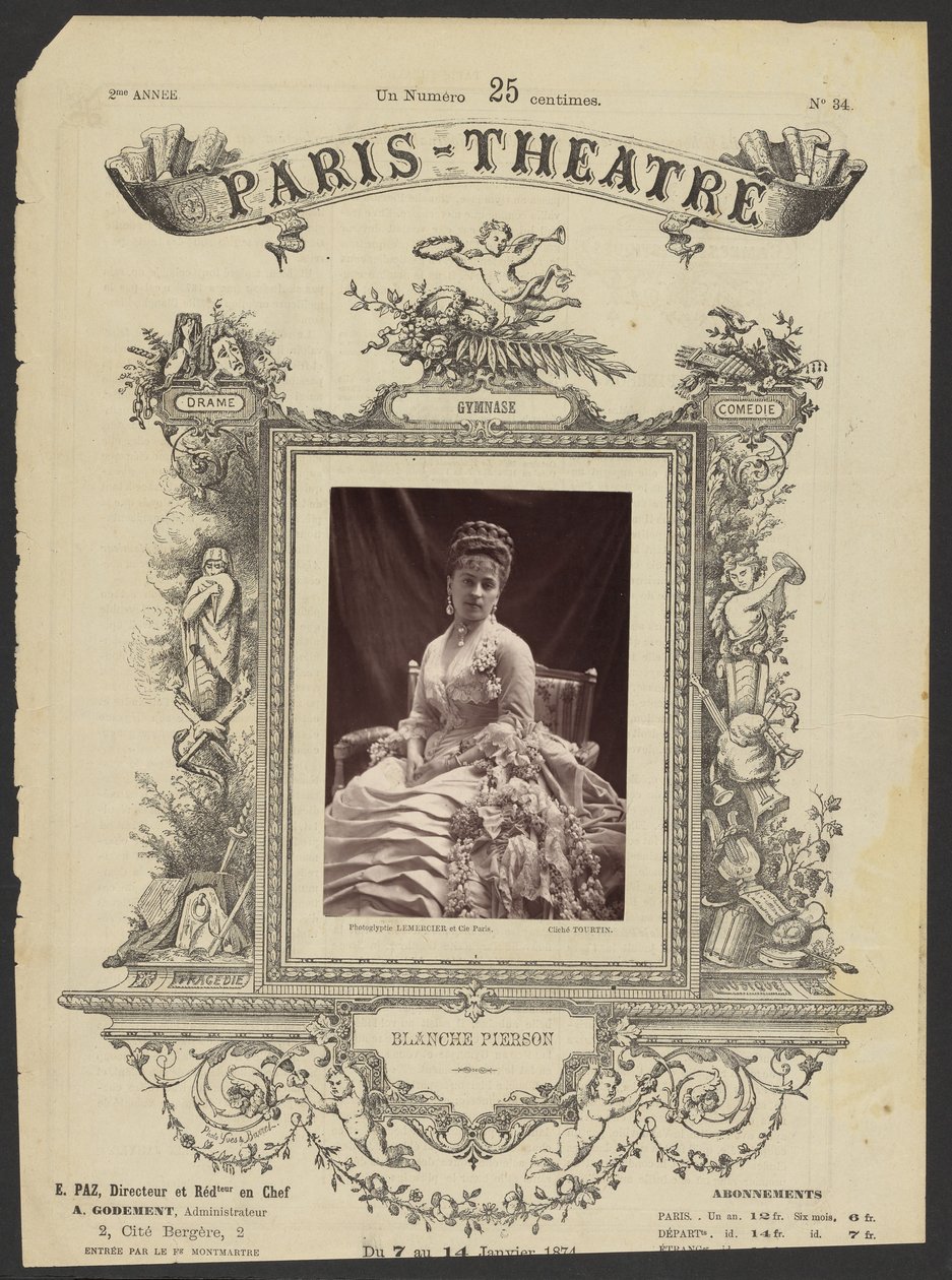 Párizsi színház: Blanche Pierson alkotó: J. Émile Tourtin