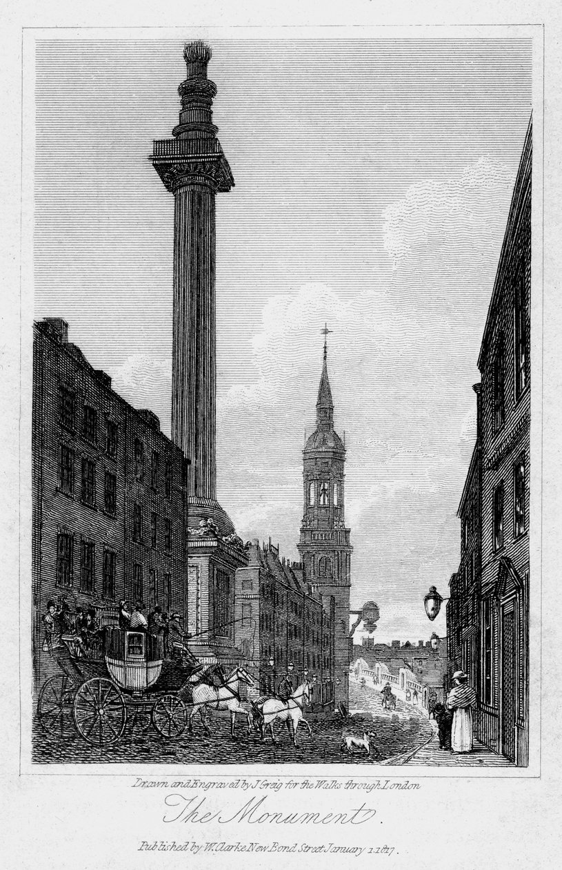 Az emlékmű, London City, 1817. alkotó: J. Greig
