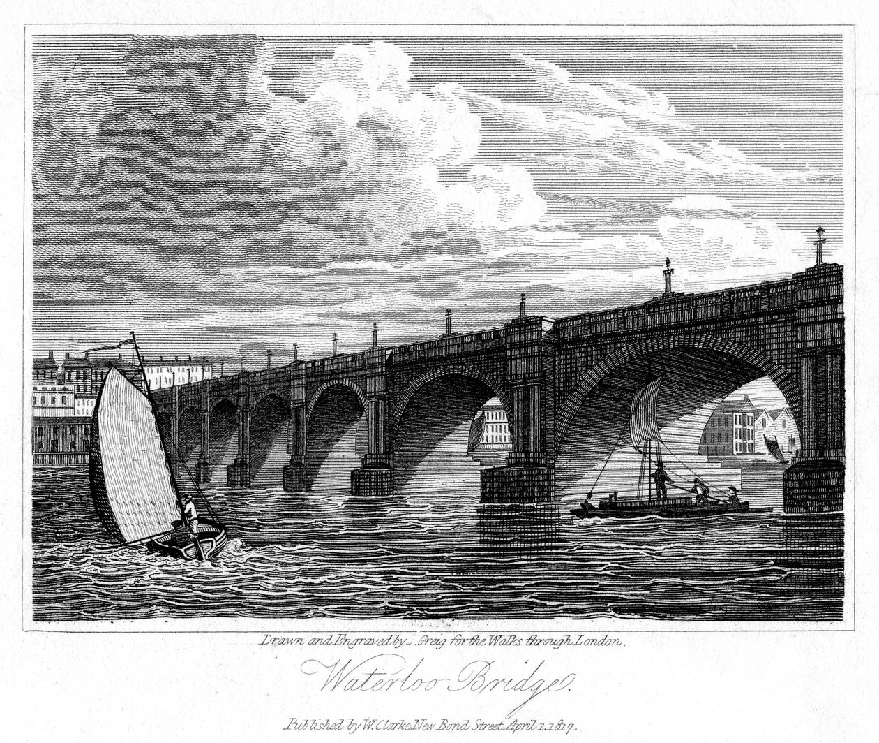 Waterloo Bridge, London, 1817. alkotó: J. Greig