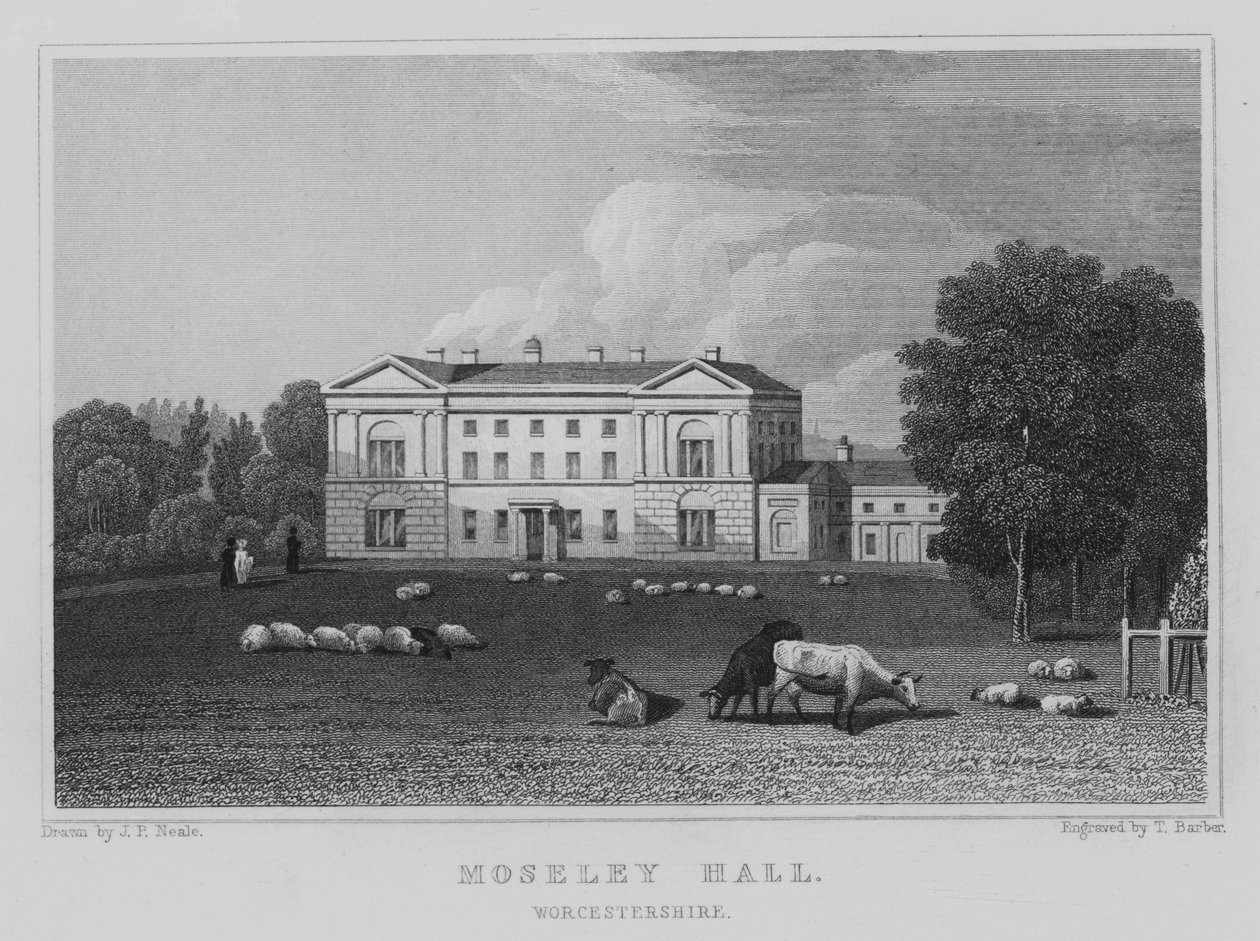 Moseley Hall, Worcestershire (metszet) alkotó: John Preston Neale