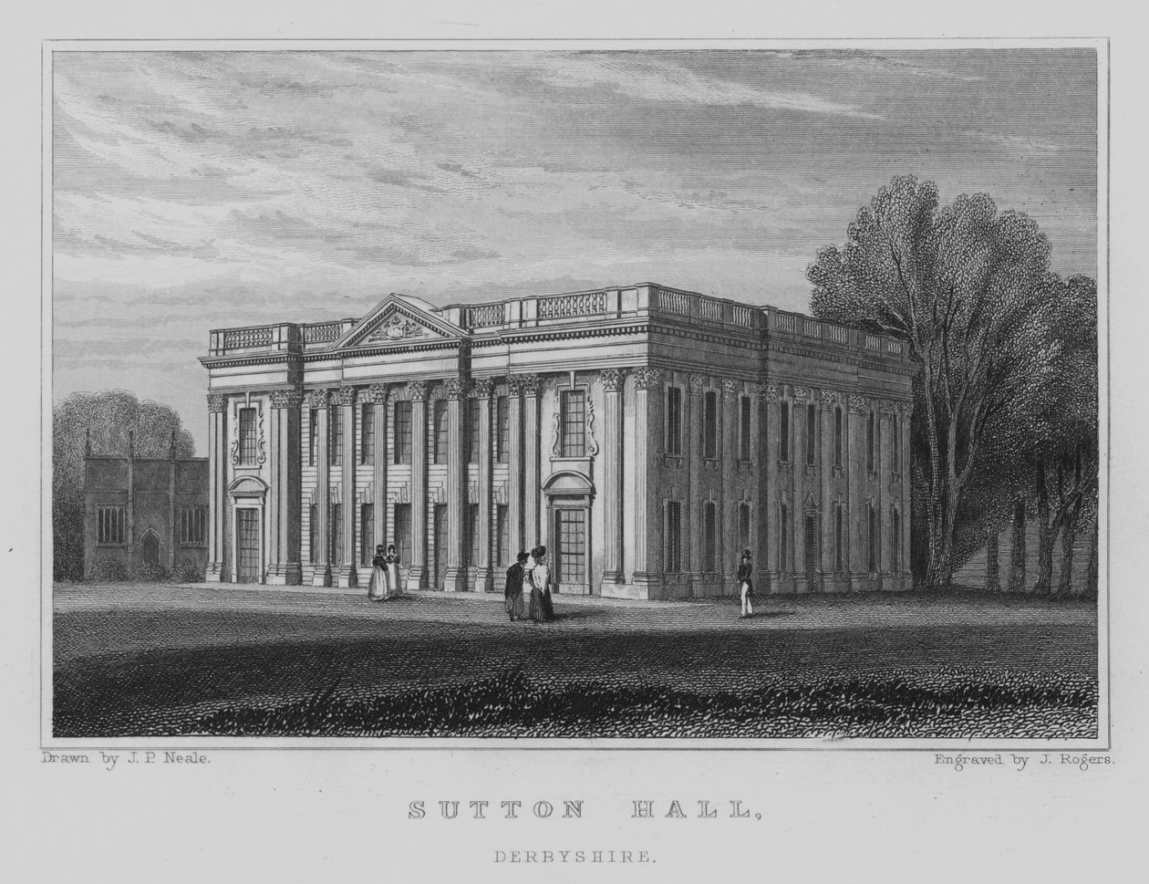 Sutton Hall, Derbyshire (metszet) alkotó: John Preston Neale