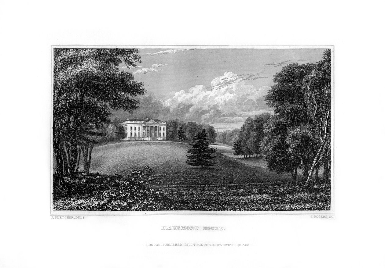 Claremont House, Esher, Surrey, 1829. alkotó: J. Rogers