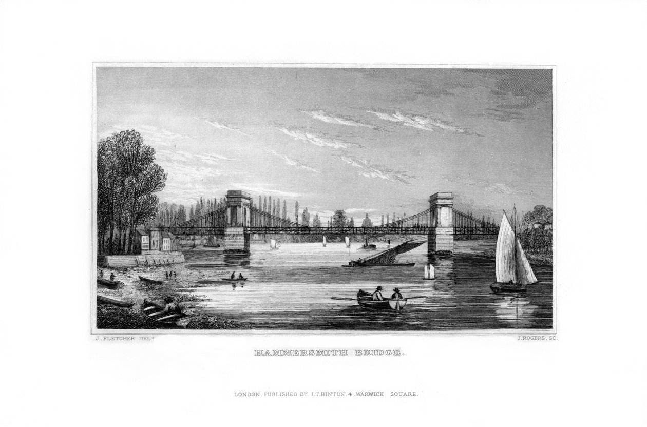 Hammersmith Bridge, Hammersmith, London, 1829. alkotó: J. Rogers