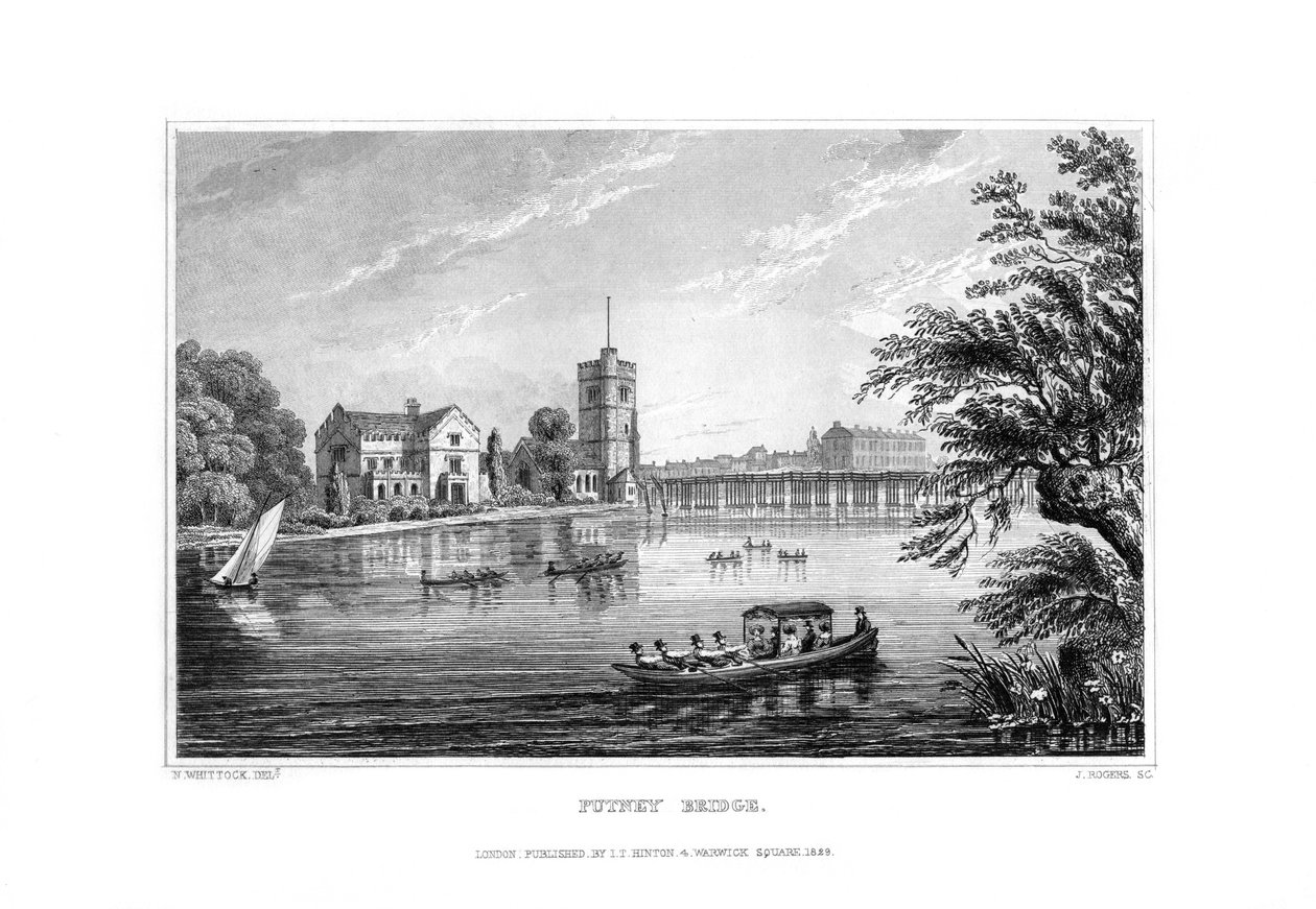 Putney Bridge, London, 1829. alkotó: J. Rogers