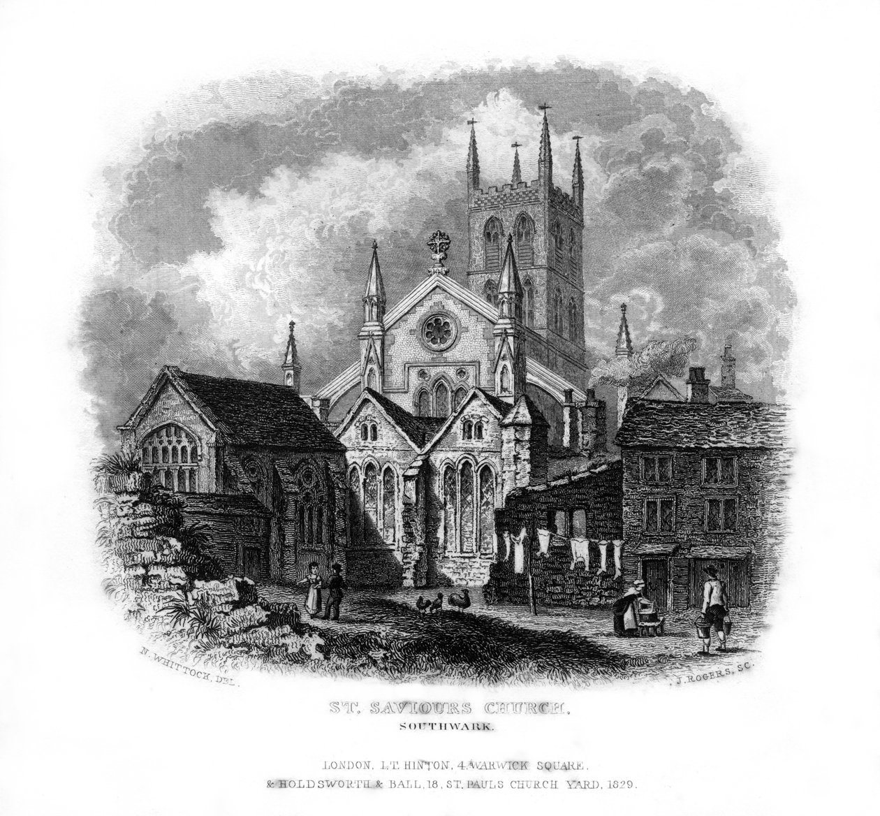 St Saviors Church, Southwark, London, 1829. alkotó: J. Rogers