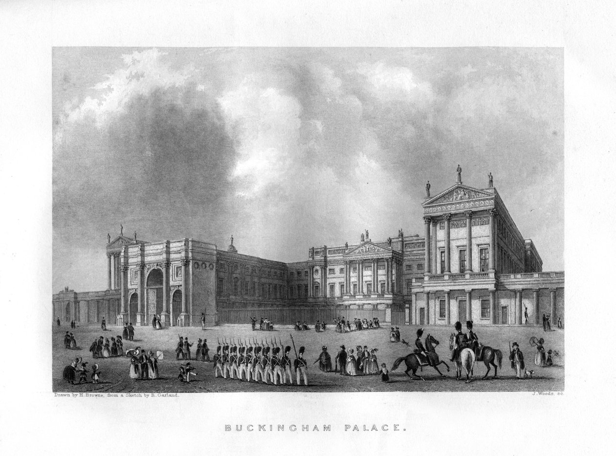 Buckingham-palota, London, 19. század. alkotó: J. Woods