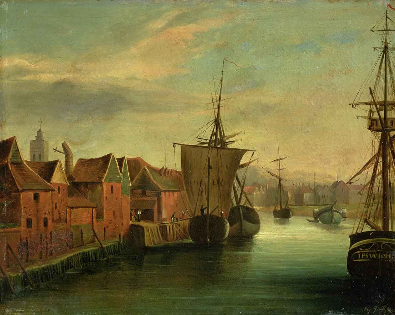 St. Catherines Quay, Ipswich, 1830 körül (tábla) alkotó: Jabez Hare