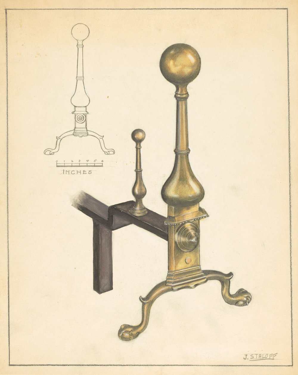 Andiron (egyik a párból) alkotó: Jack Staloff
