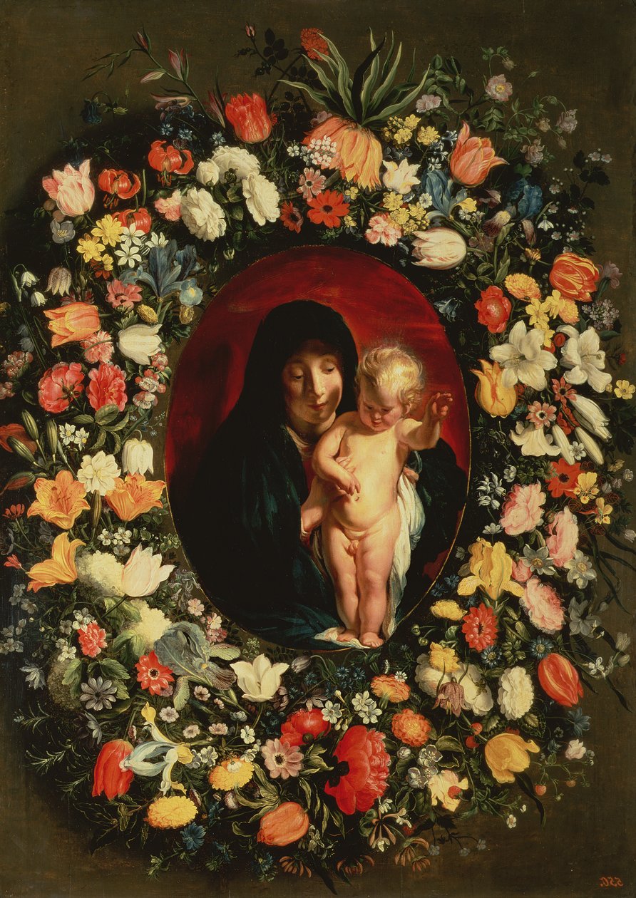 Madonna és gyermek virágkoszorúval, 1618 körül alkotó: Jacob Jordaens