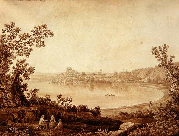Bracciano-tó alkotó: Jacob Philippe Hackert