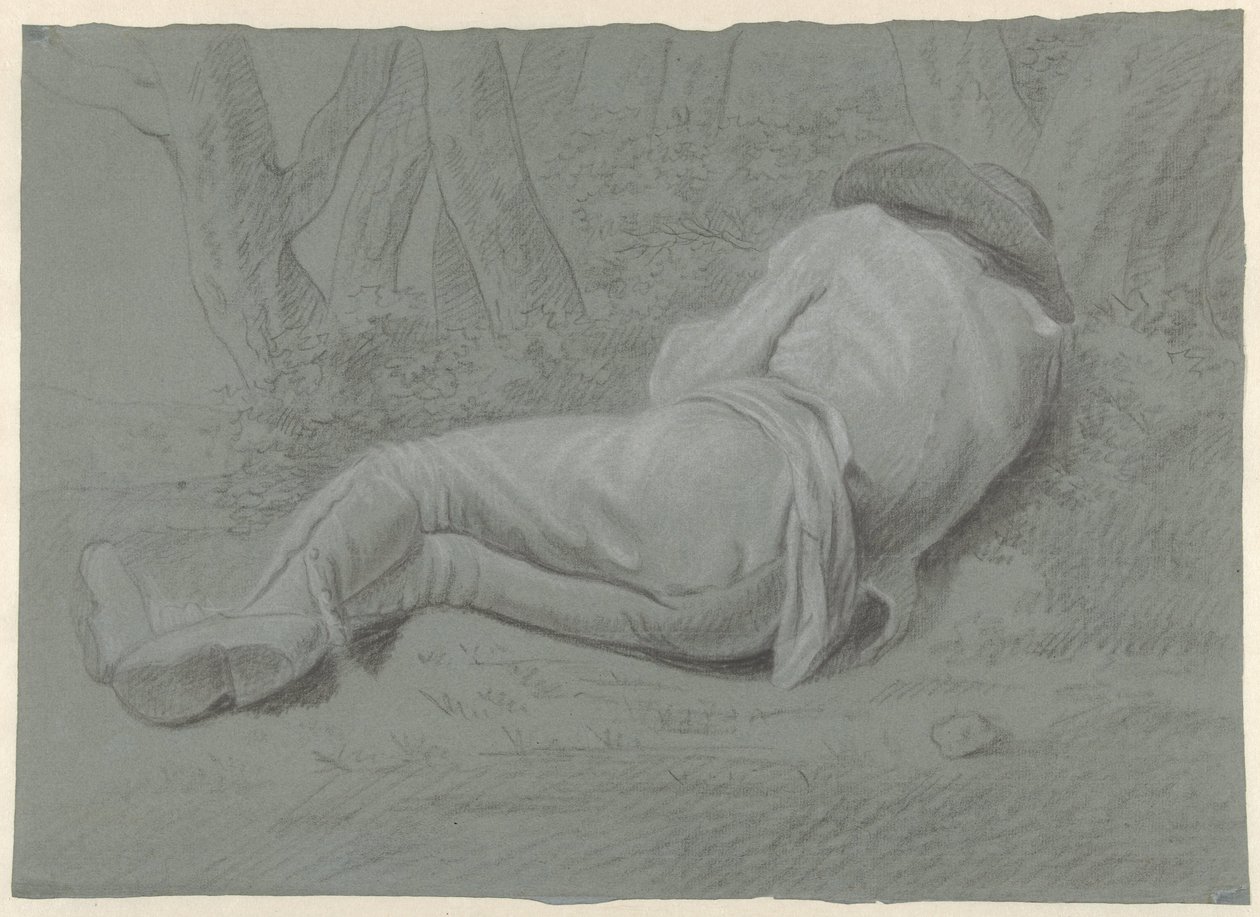 Férfi fák alatt fekszik alkotó: Jacob Ernst Marcus (attributed to)