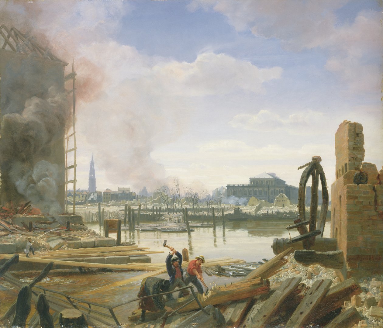 Hamburg a tűz után, 1842 alkotó: Jacob Gensler