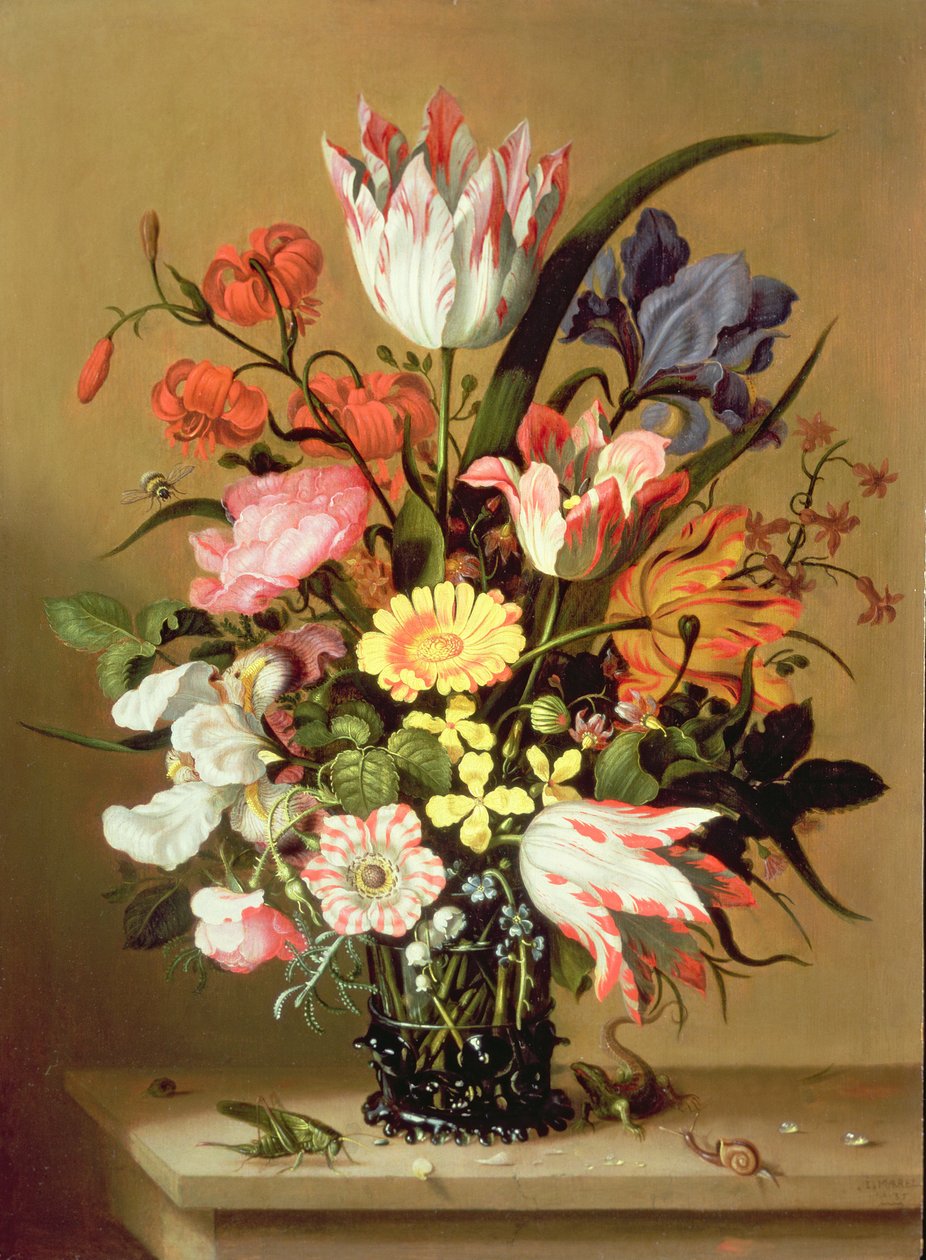 Virágok vázában, 1635 alkotó: Jacob Marrel